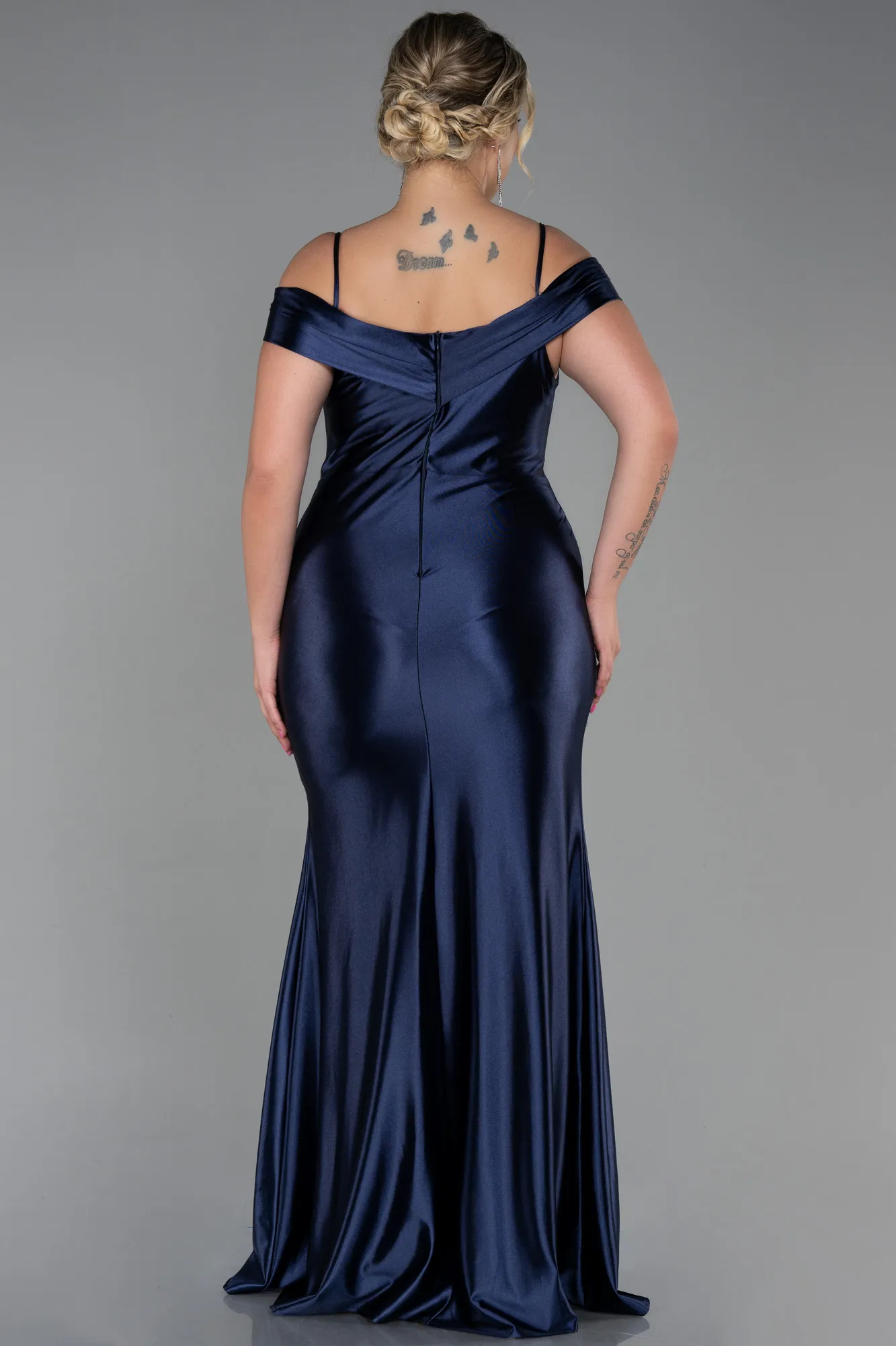 Navy Blue-Long Plus Size Evening Dress ABU3255