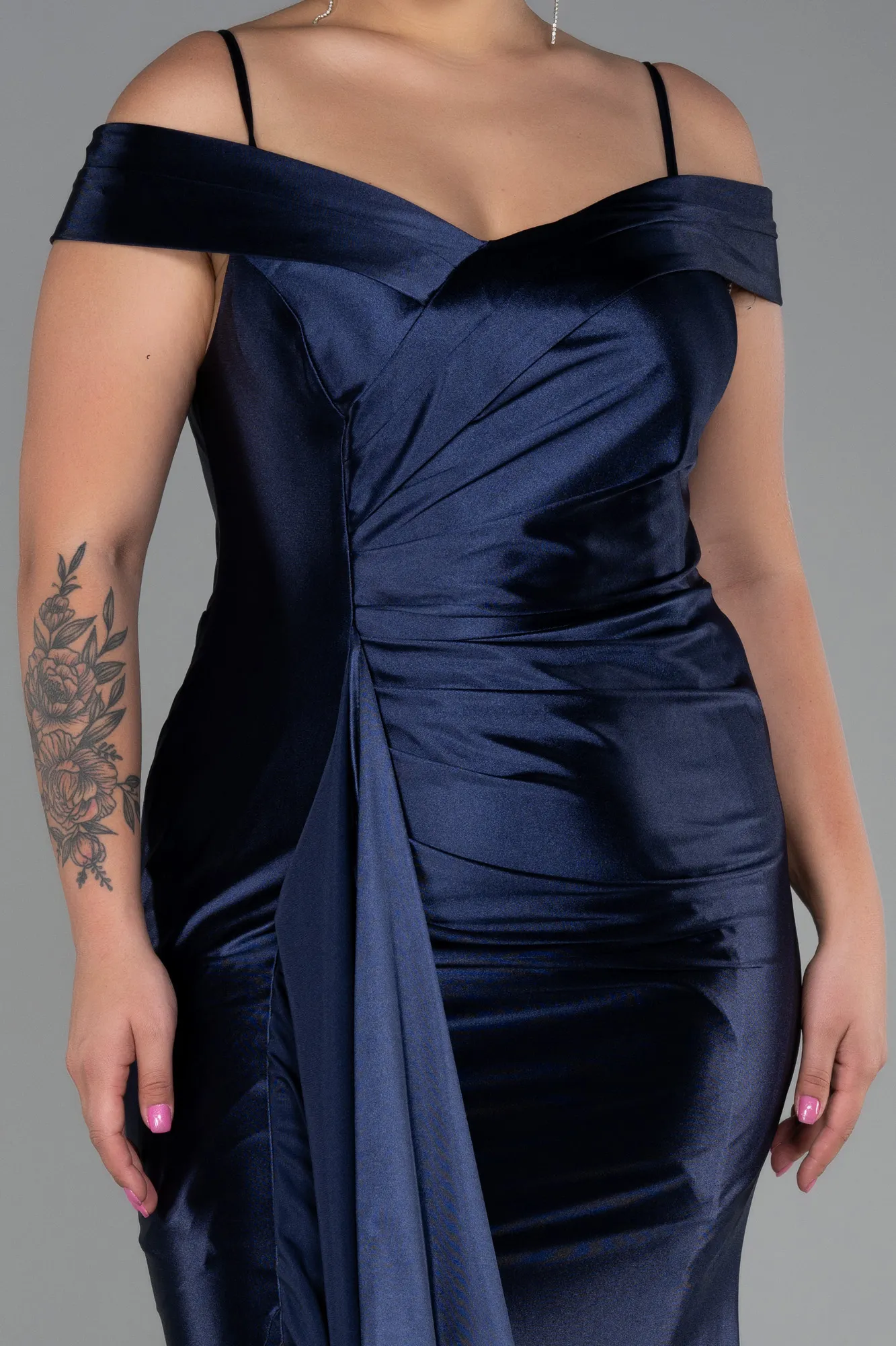 Navy Blue-Long Plus Size Evening Dress ABU3255