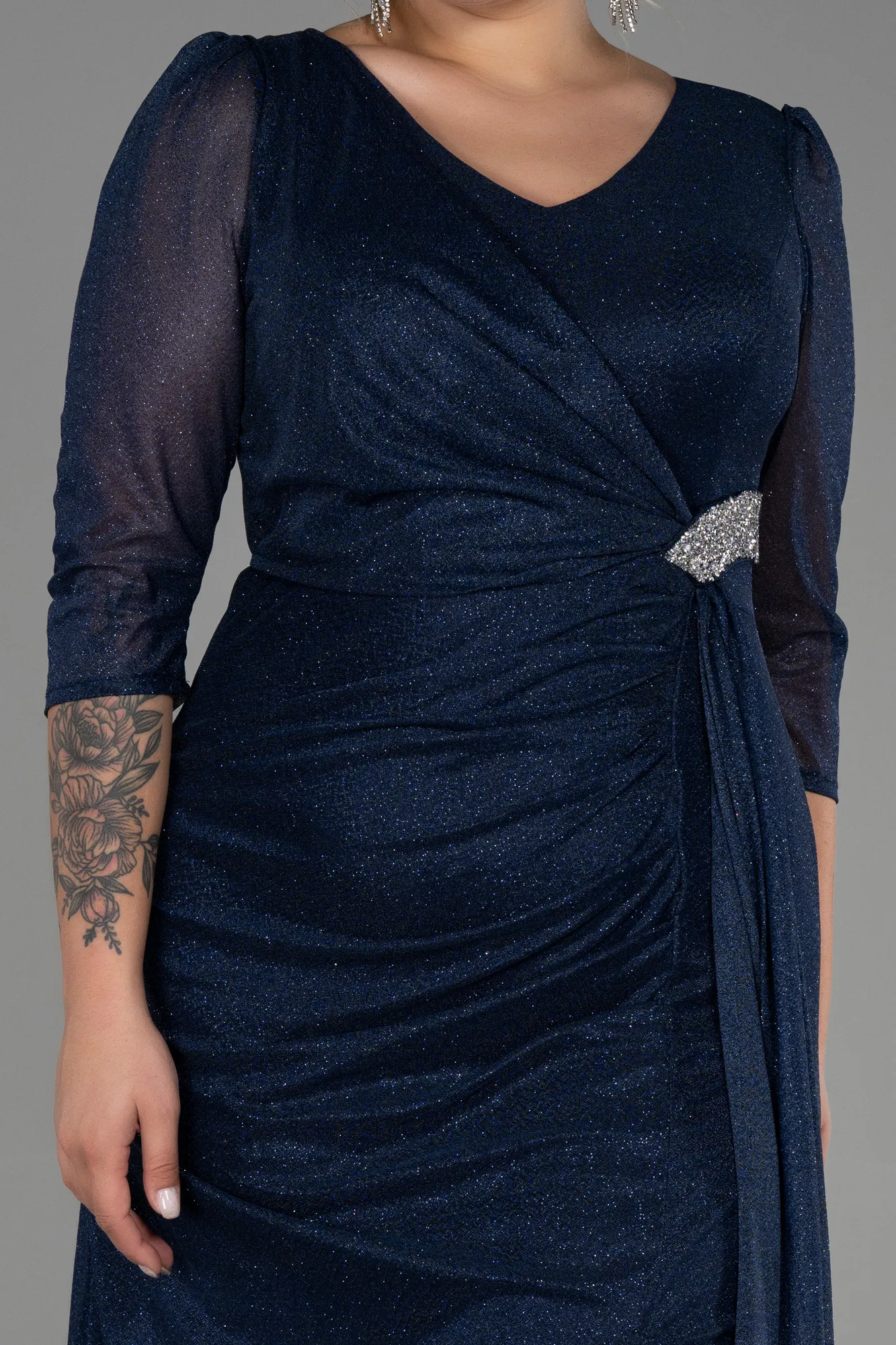 Navy Blue-Long Plus Size Evening Dress ABU3279