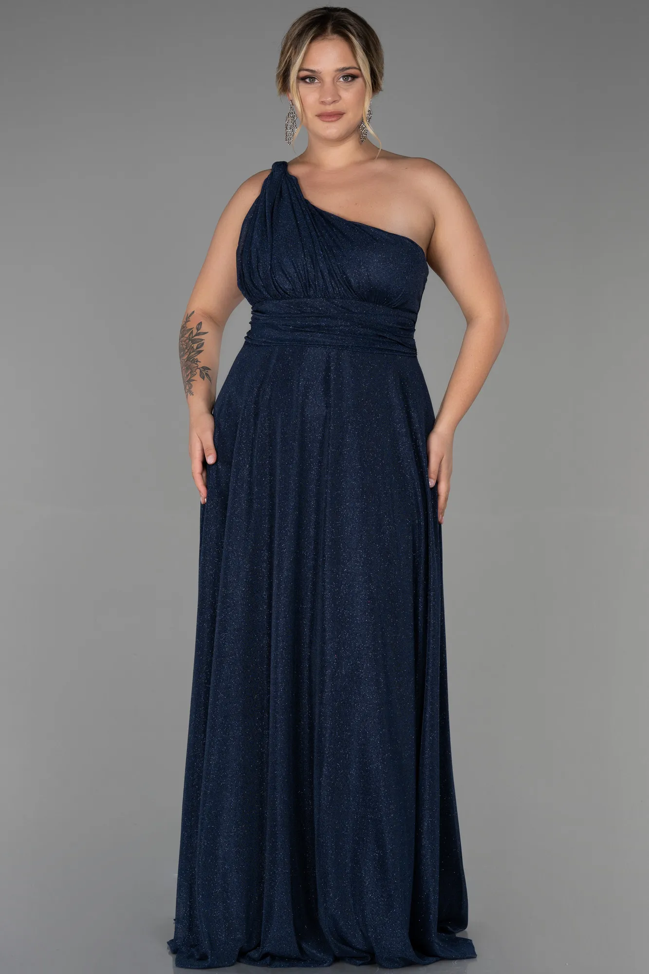 Navy Blue-Long Plus Size Evening Dress ABU3289