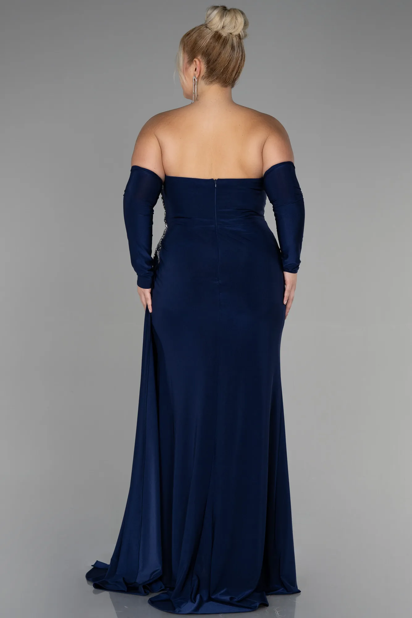 Navy Blue-Long Plus Size Evening Dress ABU3352