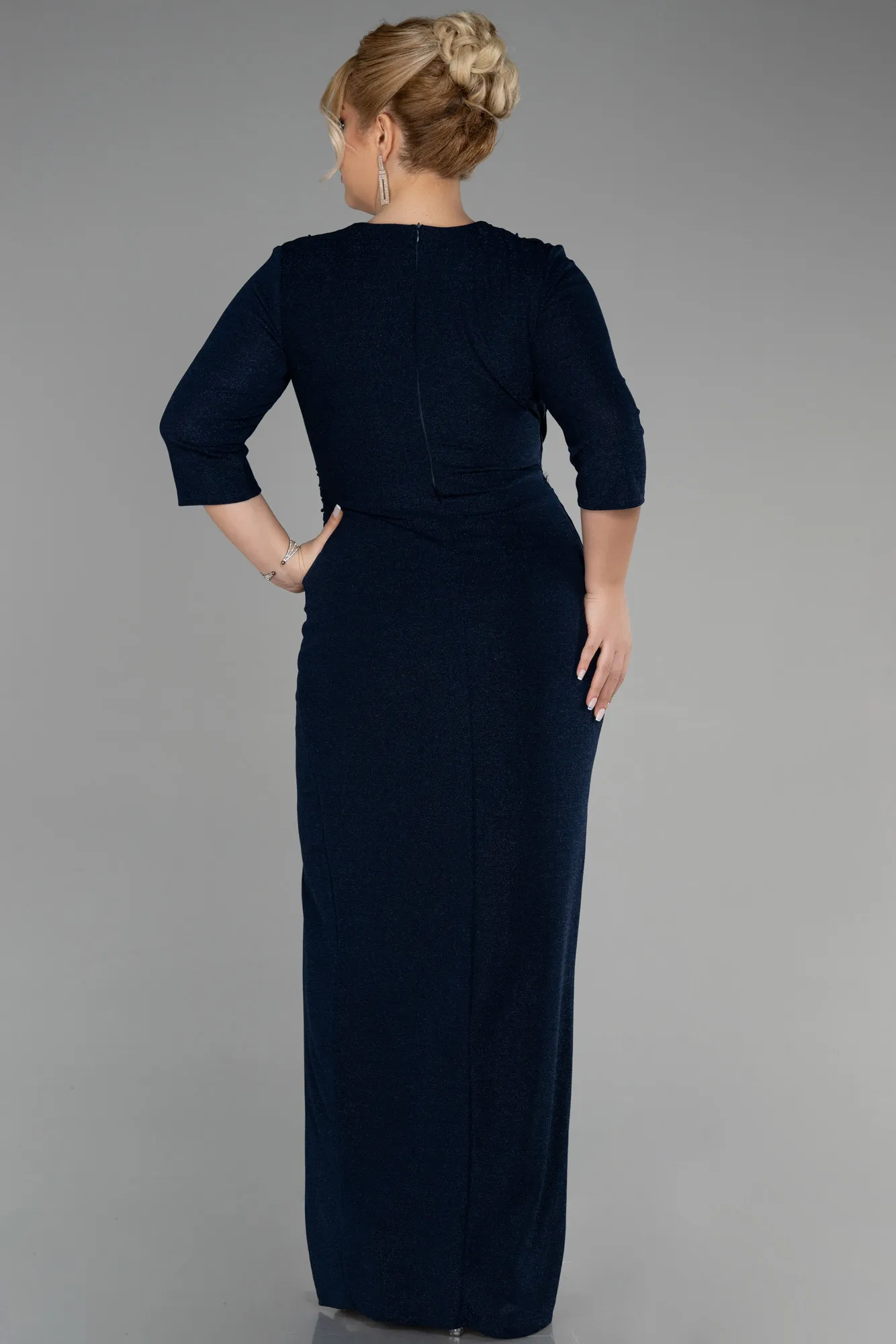 Navy Blue-Long Plus Size Evening Dress ABU3468