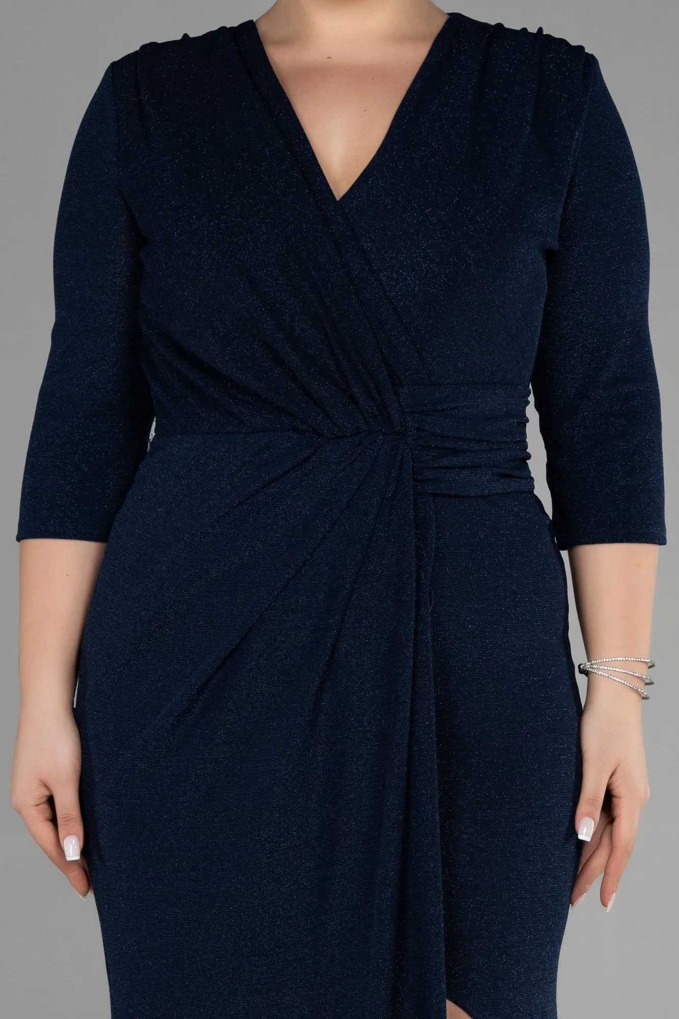 Navy Blue-Long Plus Size Evening Dress ABU3468