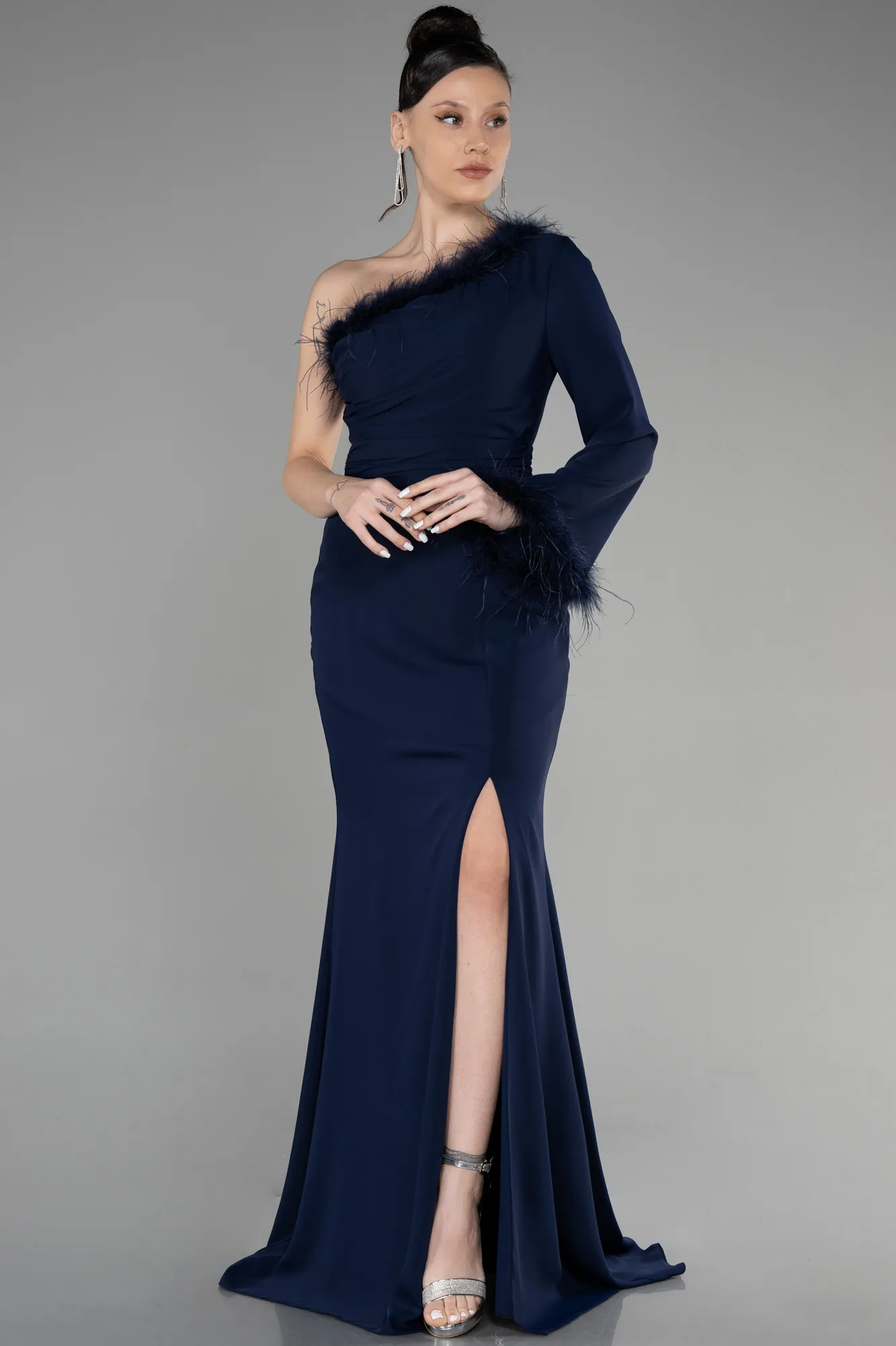 Navy Blue-Long Plus Size Evening Dress ABU3518