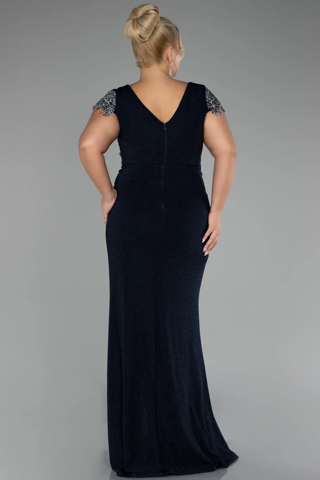 Navy Blue-Long Plus Size Evening Dress ABU3558