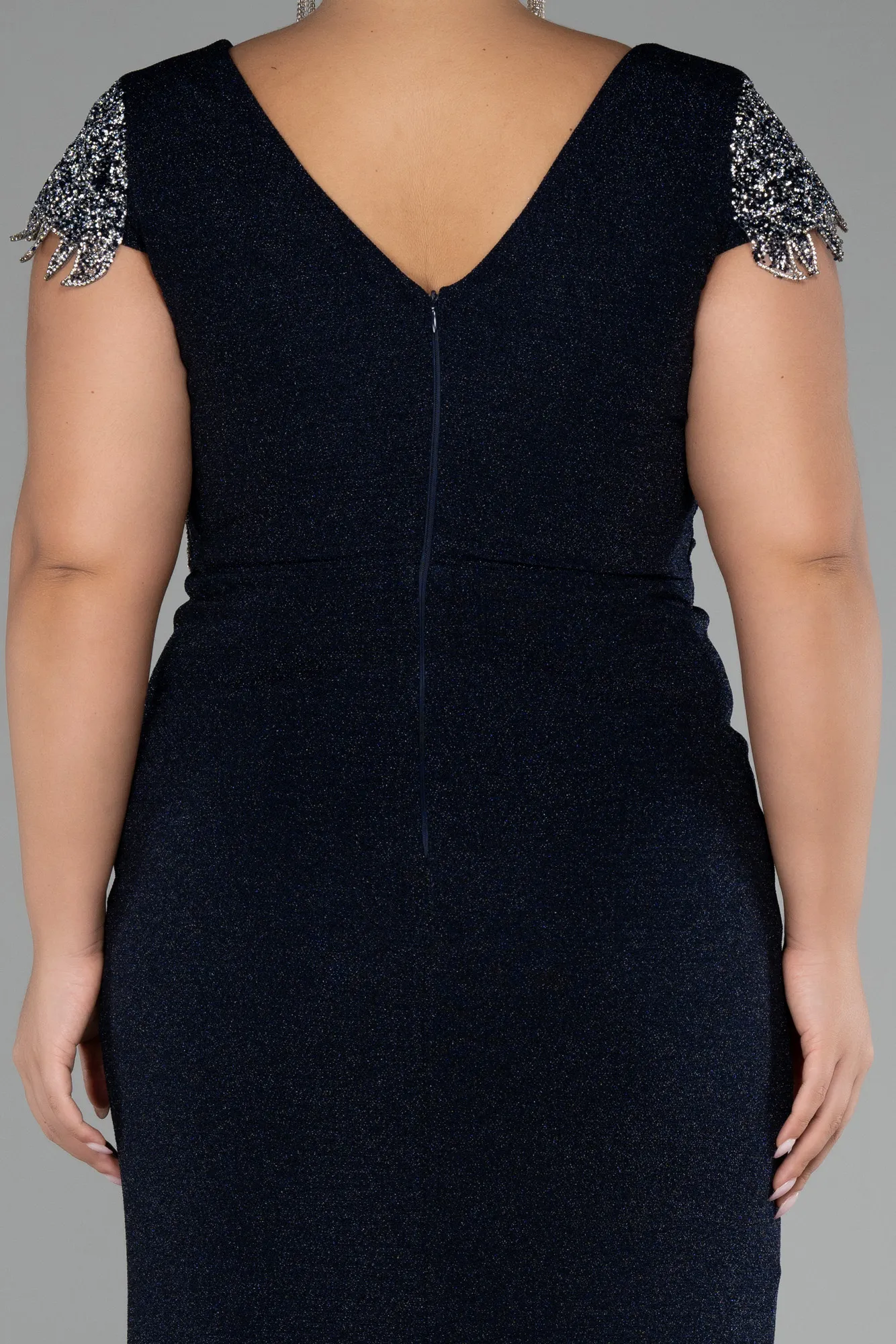 Navy Blue-Long Plus Size Evening Dress ABU3558