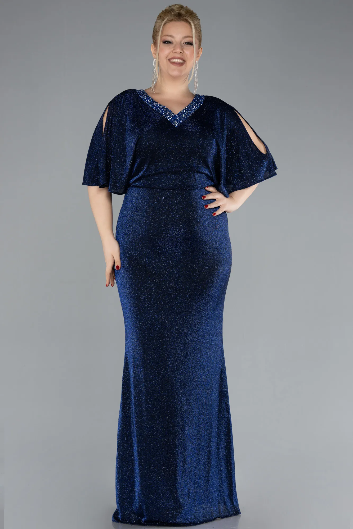 Navy Blue-Long Plus Size Evening Dress ABU3743