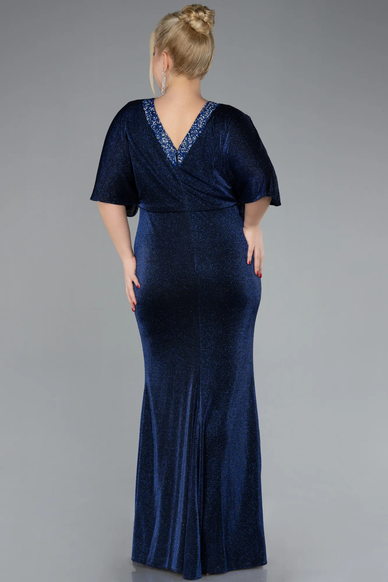 Navy Blue-Long Plus Size Evening Dress ABU3743