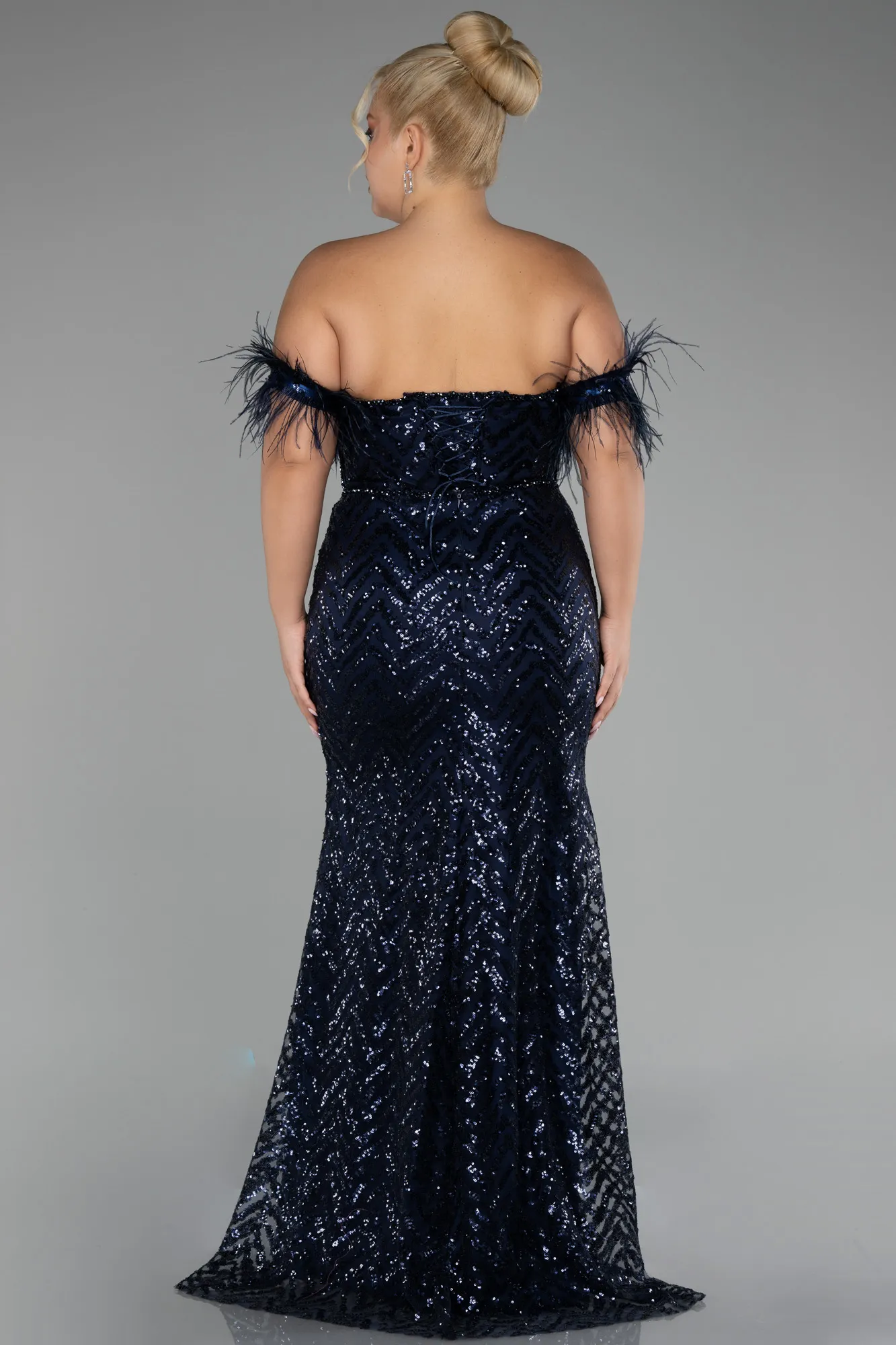 Navy Blue-Long Plus Size Evening Dress ABU4149