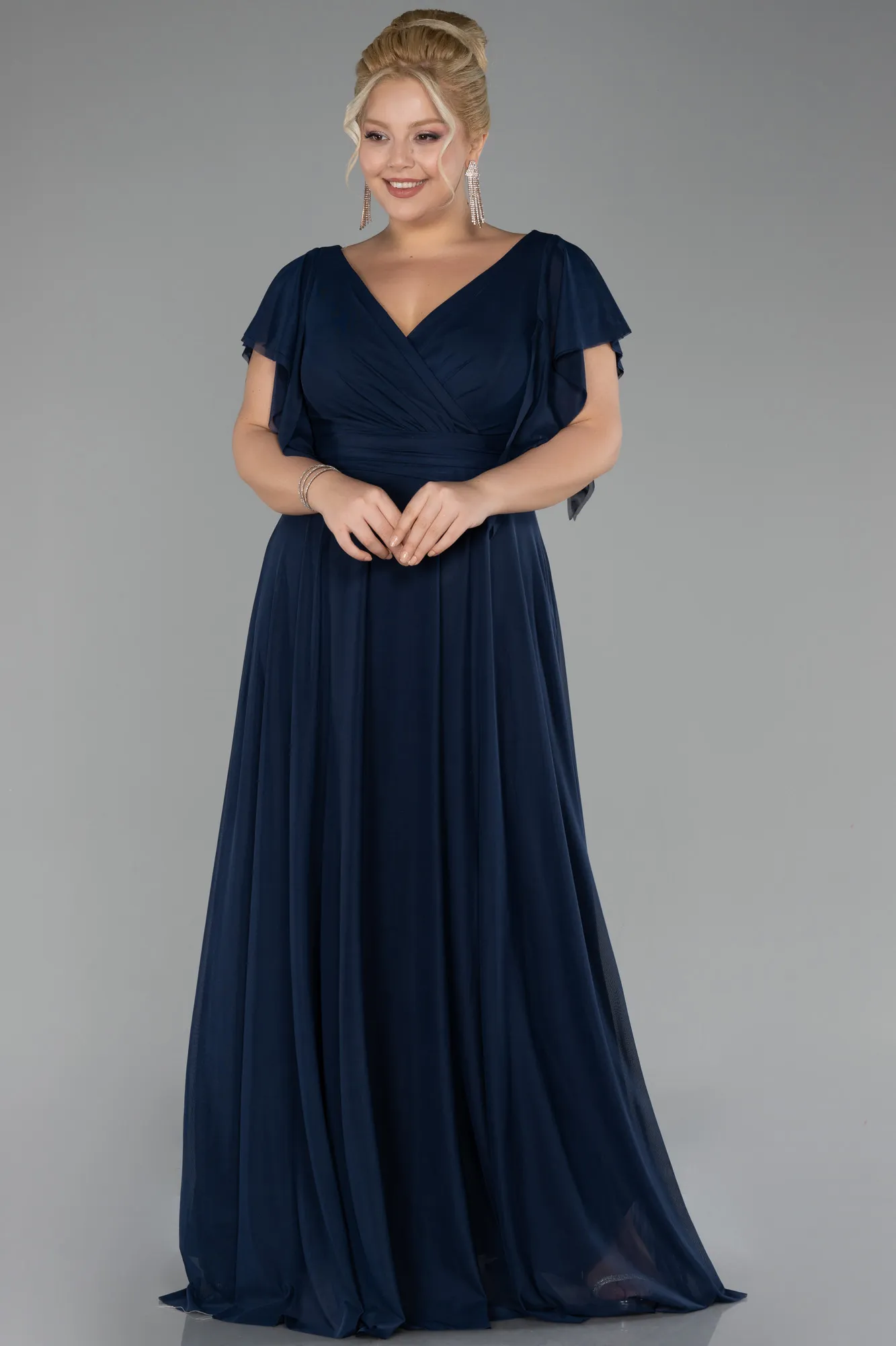 Navy Blue-Long Plus Size Evening Dress ABU4263