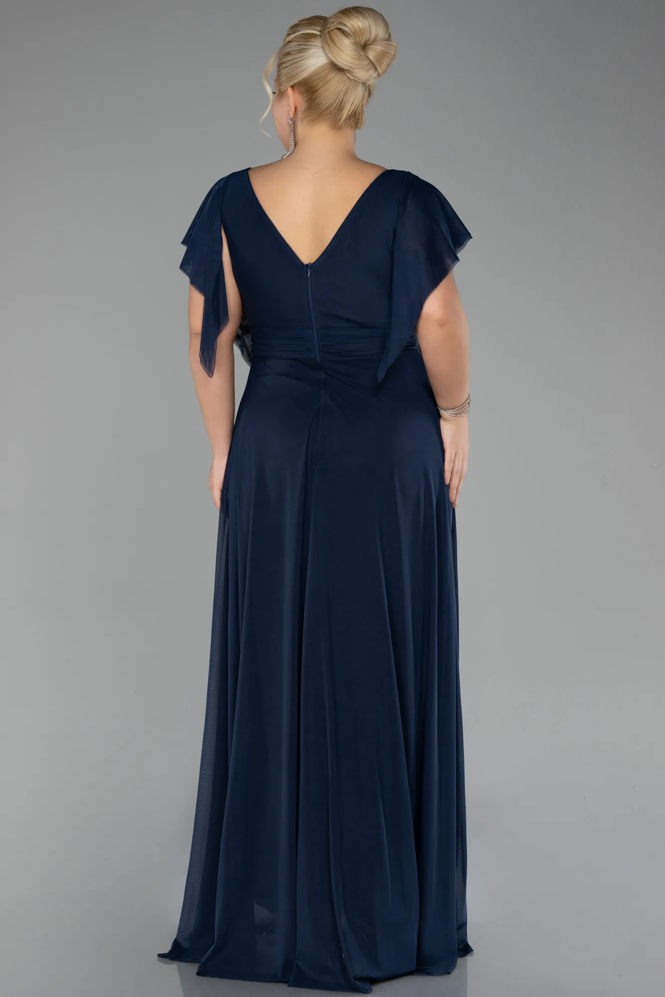 Navy Blue-Long Plus Size Evening Dress ABU4263