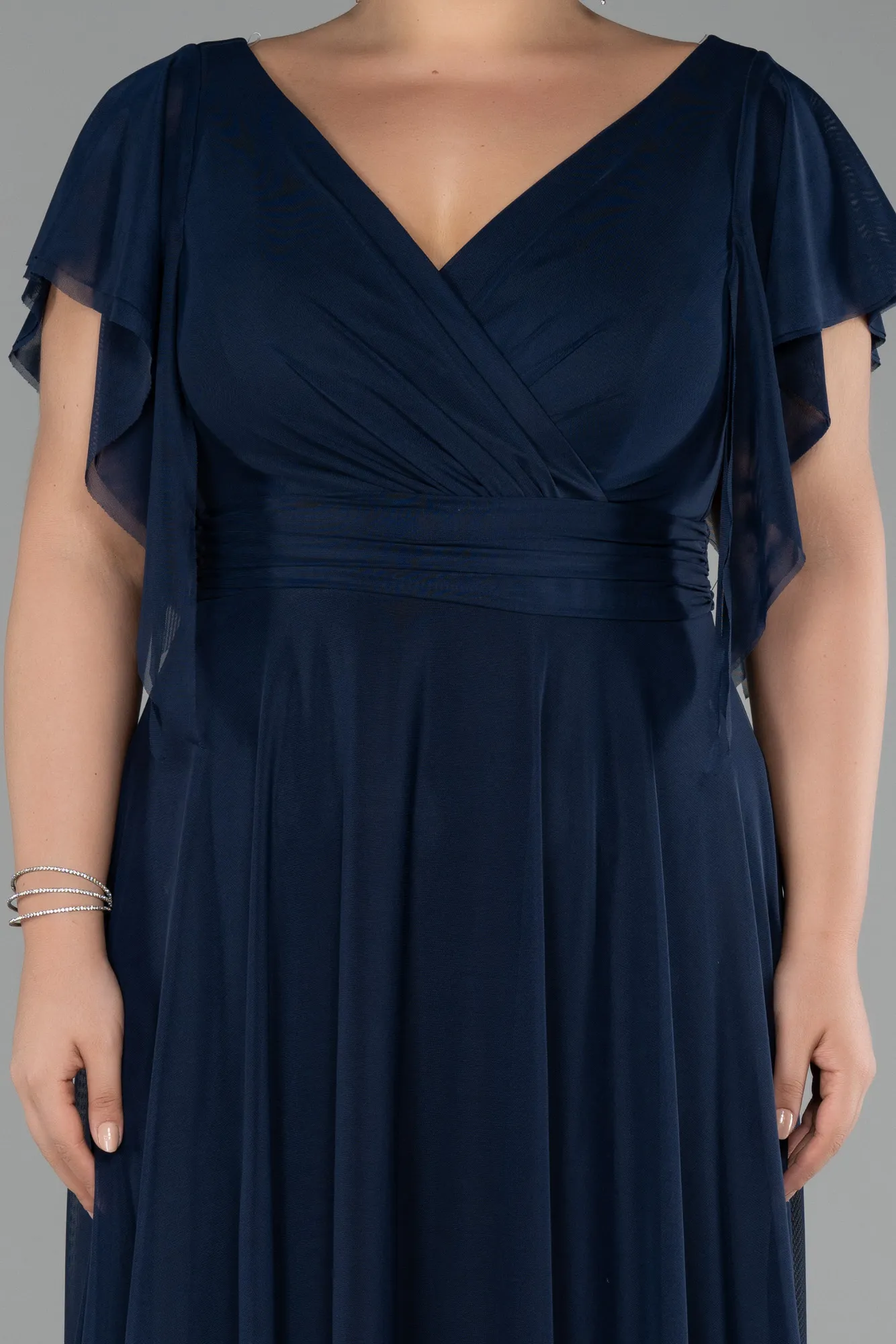 Navy Blue-Long Plus Size Evening Dress ABU4263