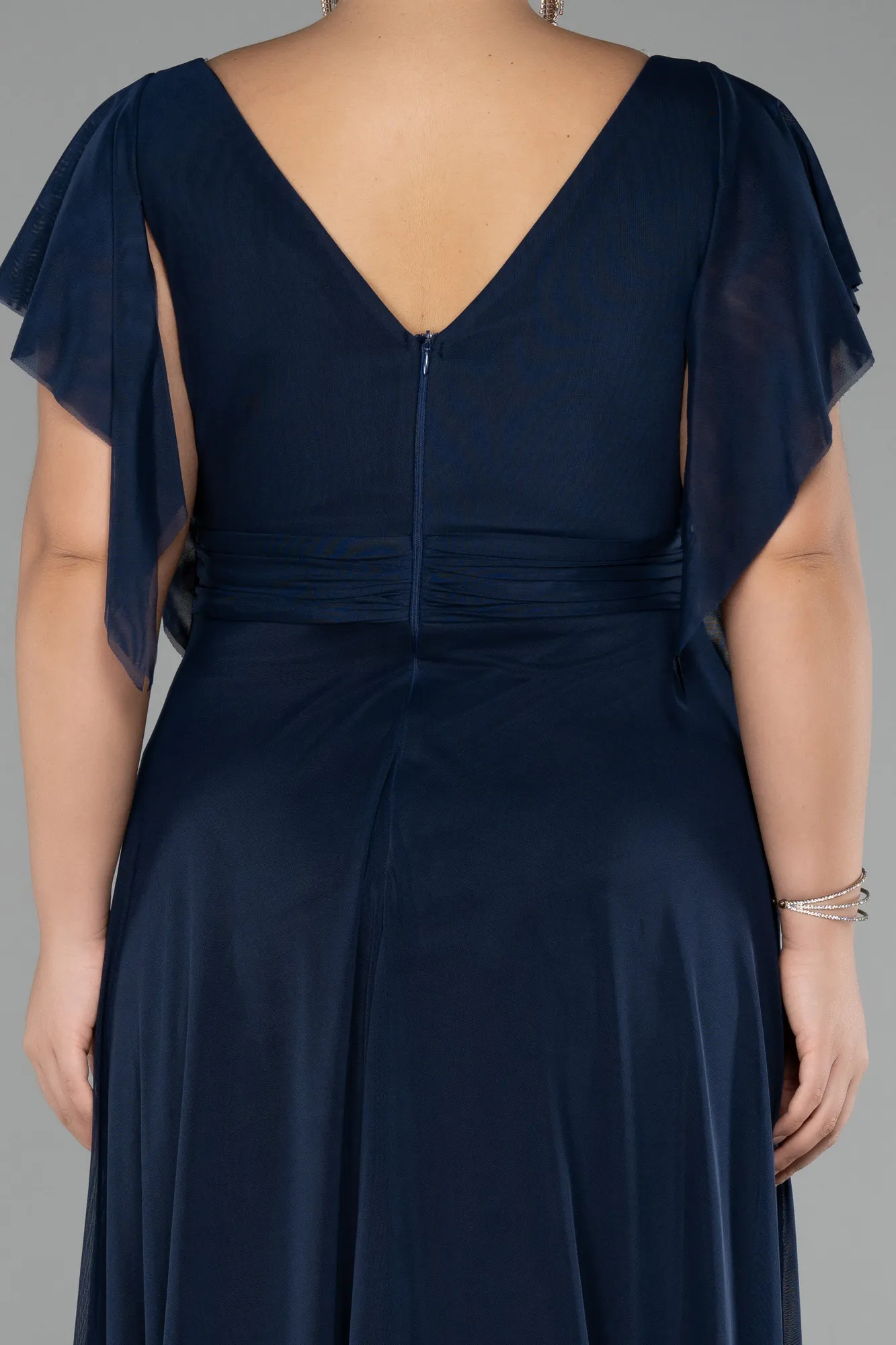 Navy Blue-Long Plus Size Evening Dress ABU4263