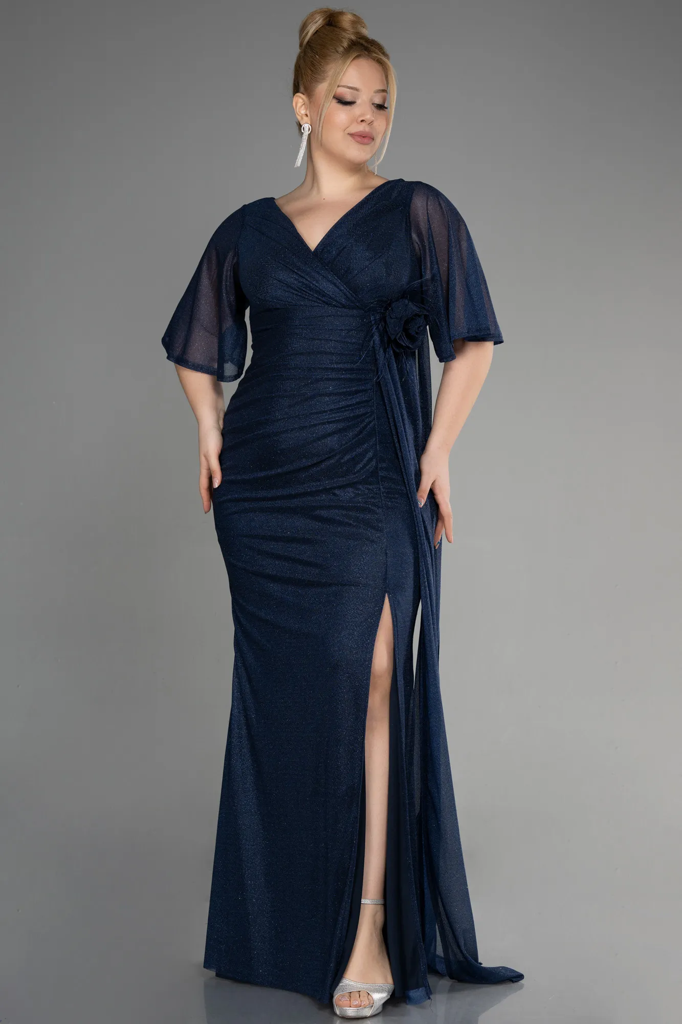 Navy Blue-Long Plus Size Evening Gown ABU3646