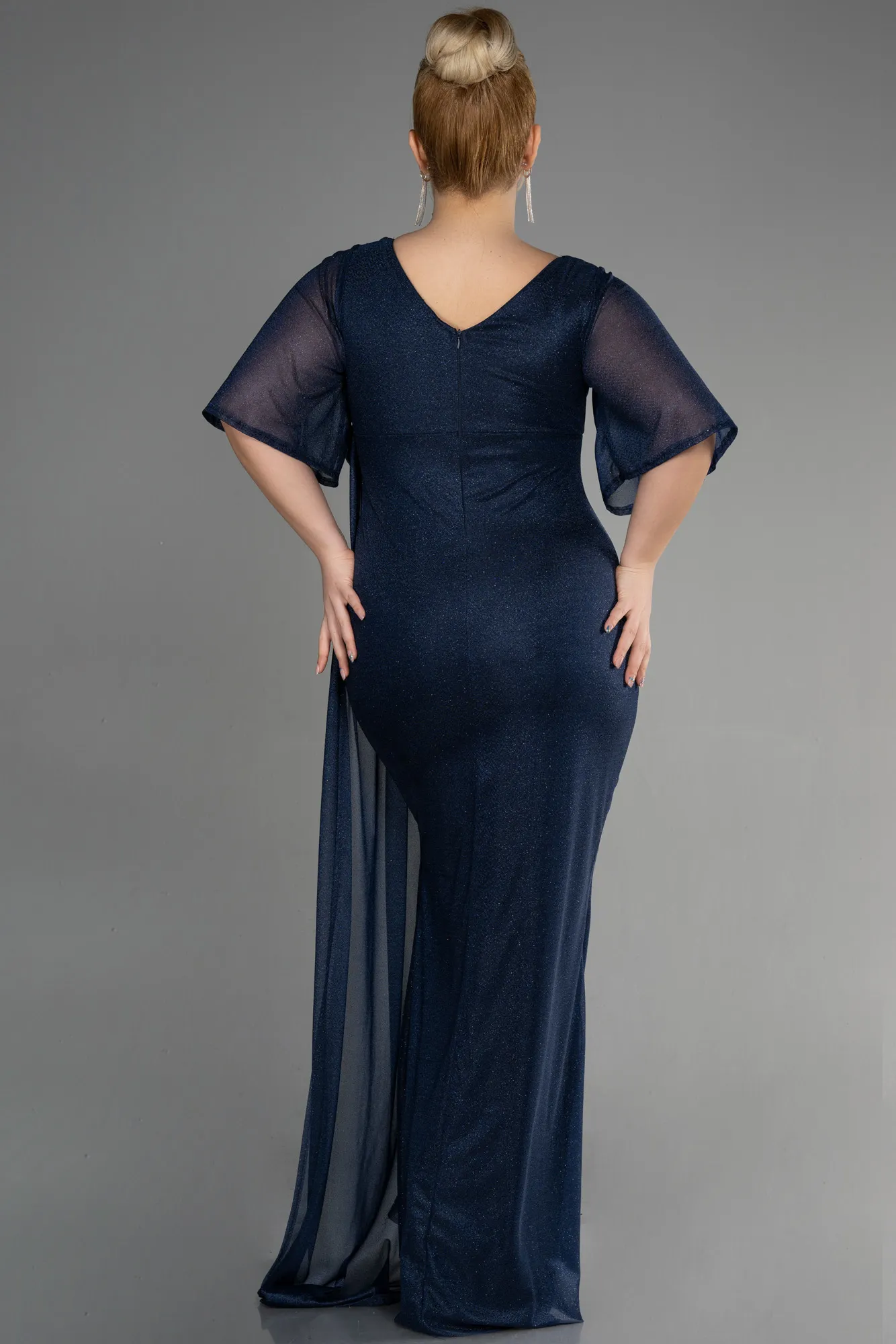 Navy Blue-Long Plus Size Evening Gown ABU3646