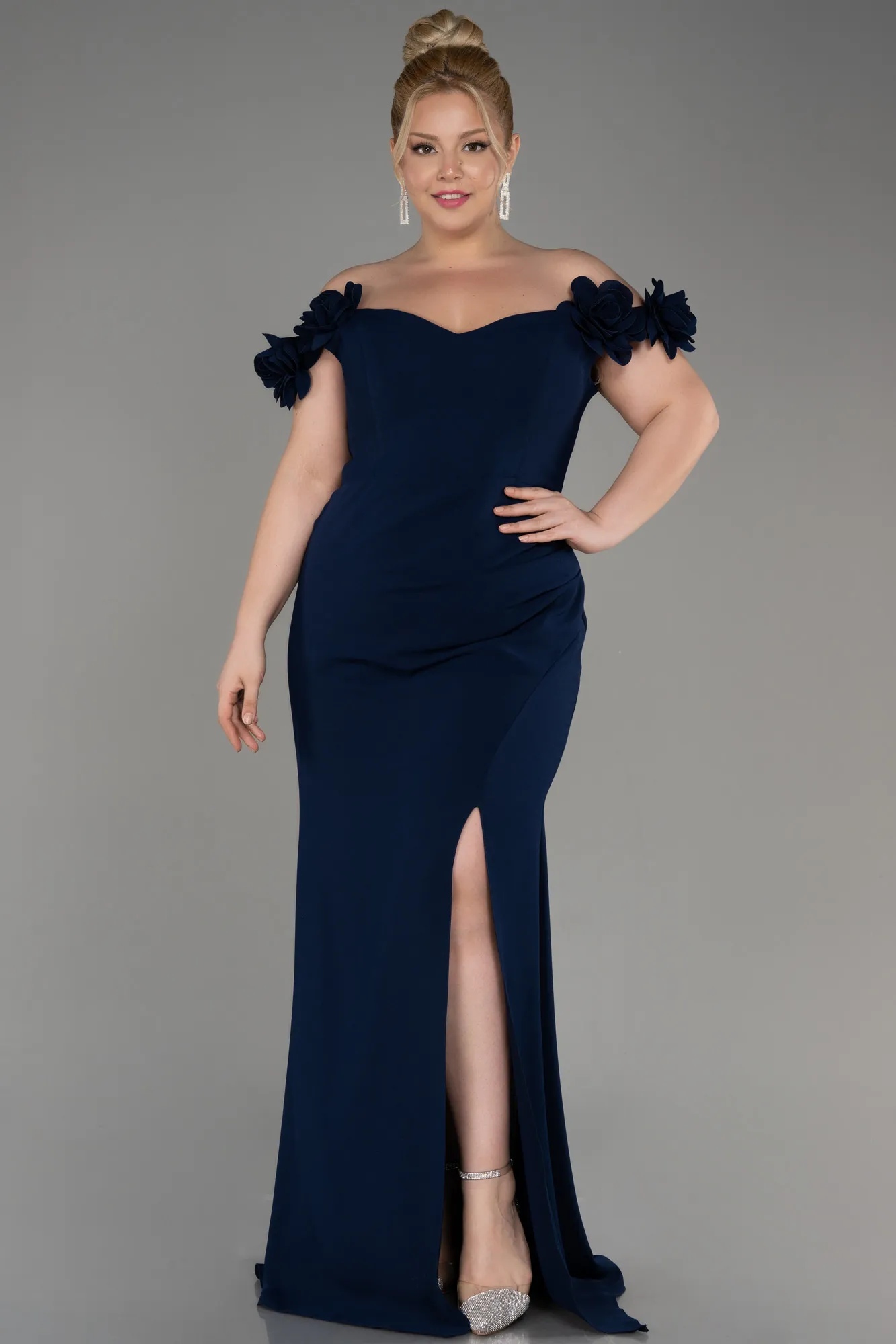 Navy Blue-Long Plus Size Prom Dress ABU3946