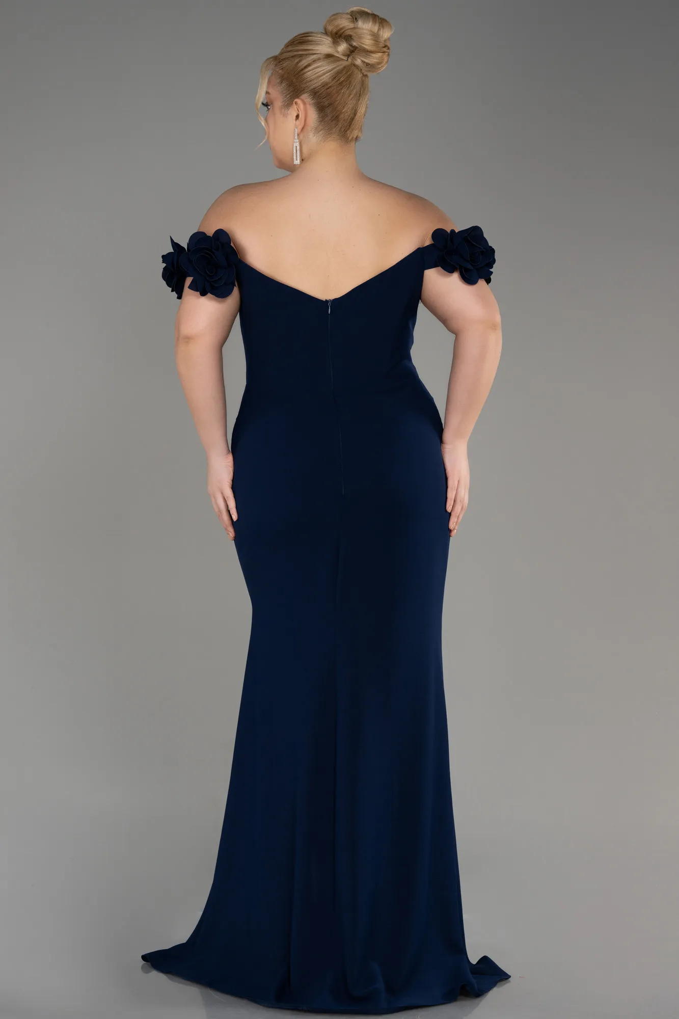 Navy Blue-Long Plus Size Prom Dress ABU3946