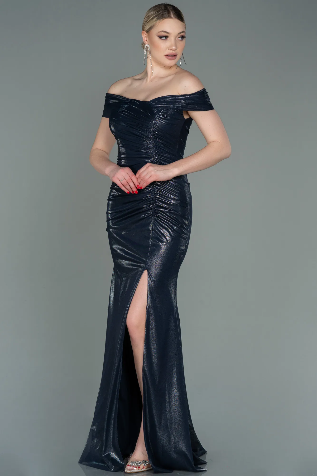 Navy Blue-Long Prom Gown ABU3087