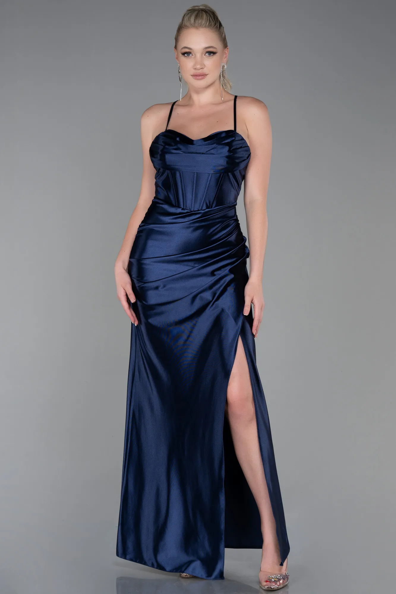 Navy Blue-Long Prom Gown ABU3247