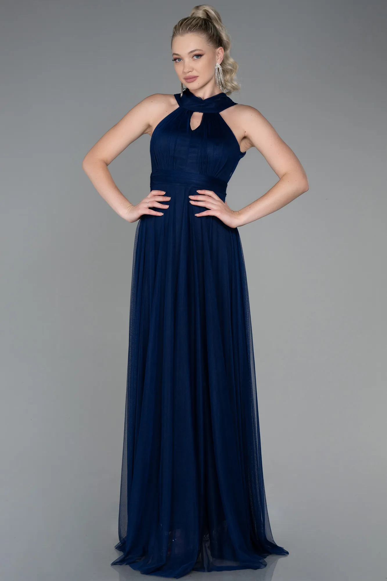 Navy Blue-Long Prom Gown ABU3252