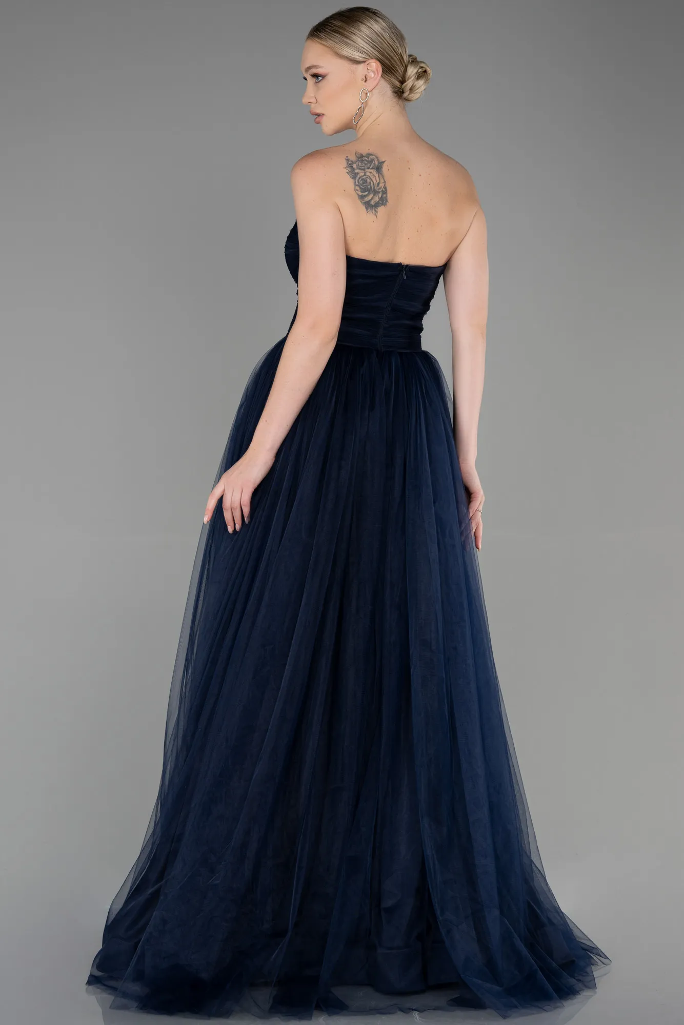 Navy Blue-Long Prom Gown ABU3306