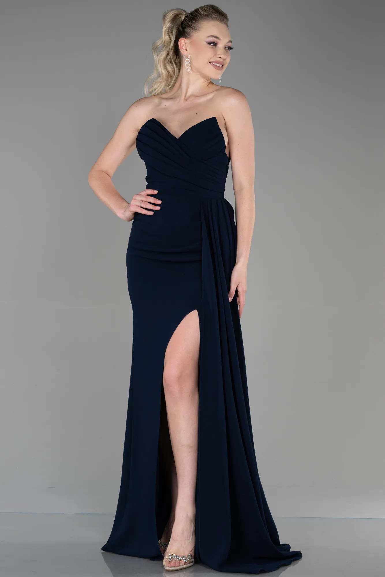 Navy Blue-Long Prom Gown ABU3344
