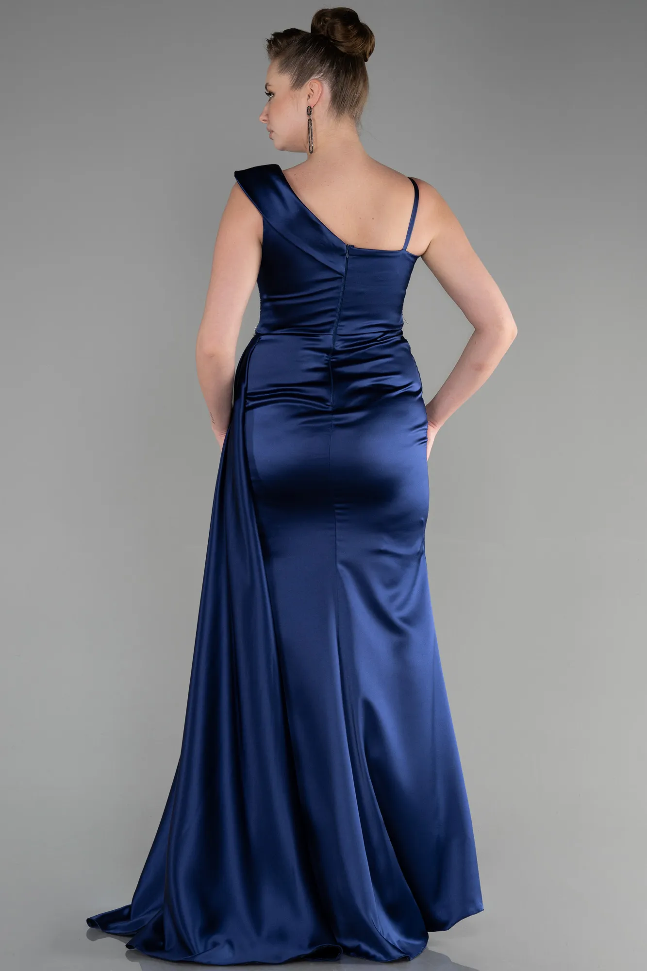 Navy Blue-Long Satin Evening Dress ABU3546