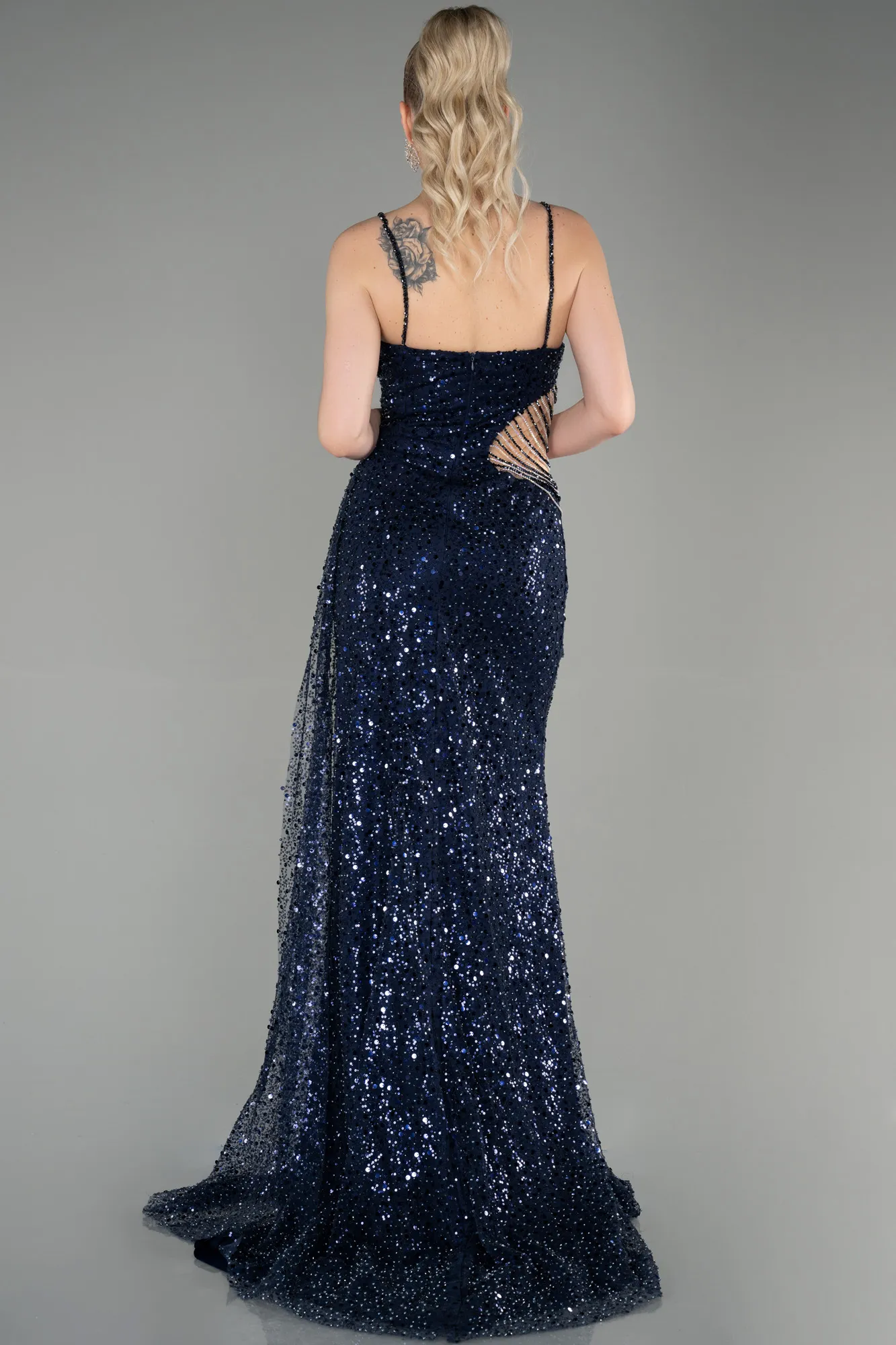 Navy Blue-Long Scaly Haute Couture ABU3347