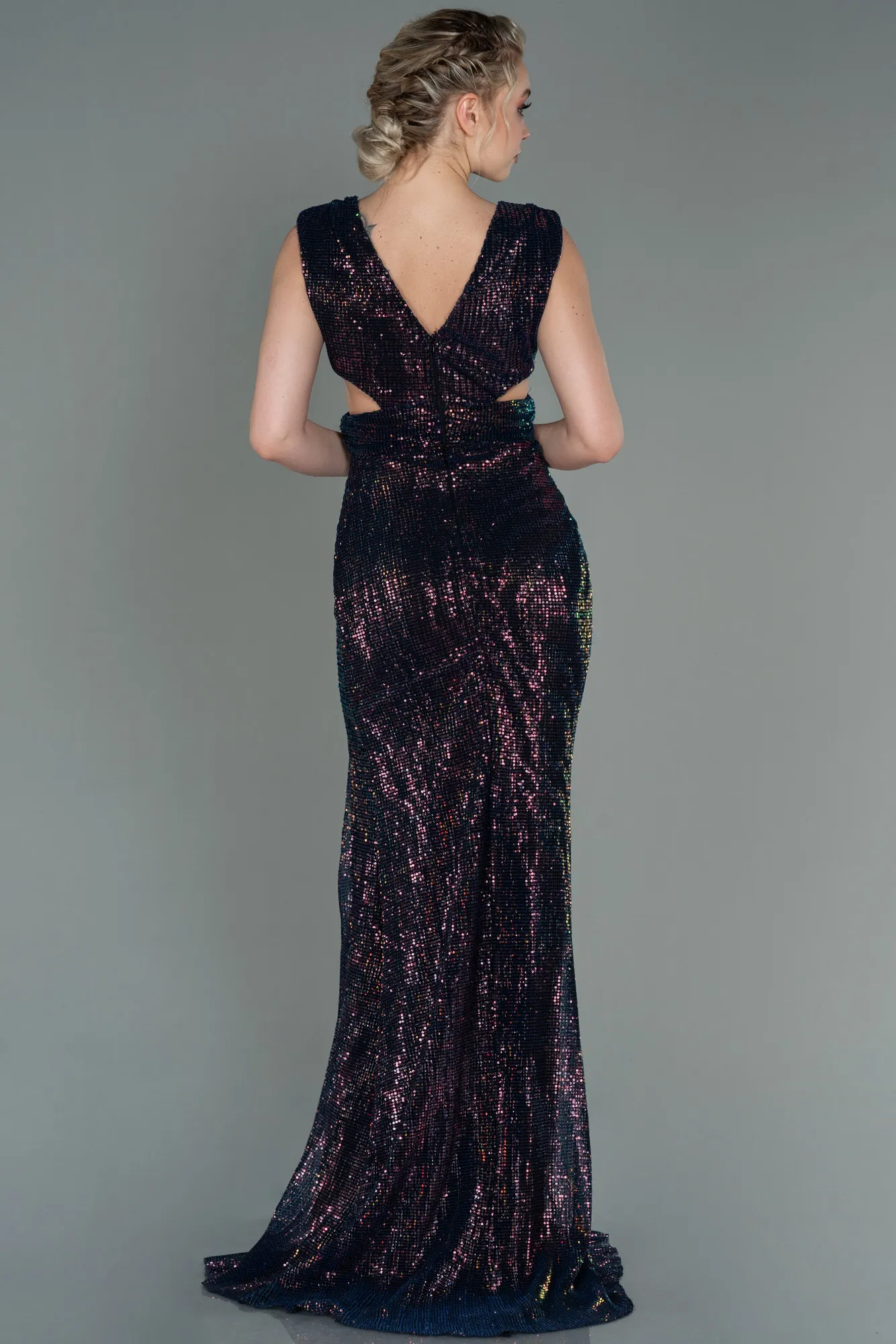 Navy Blue-Long Scaly Mermaid Evening Dress ABU3163