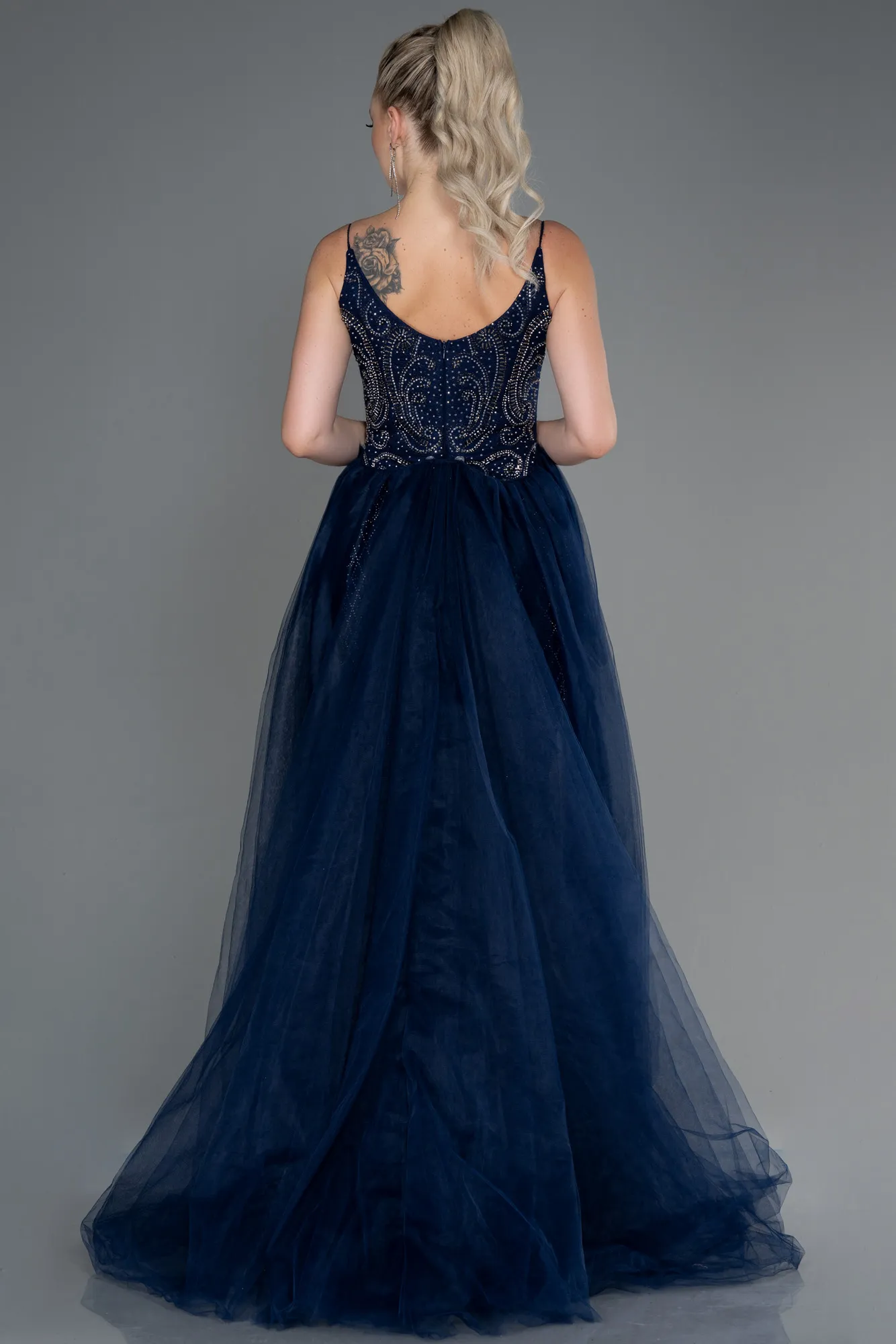 Navy Blue-Long Stony Haute Couture ABU3251