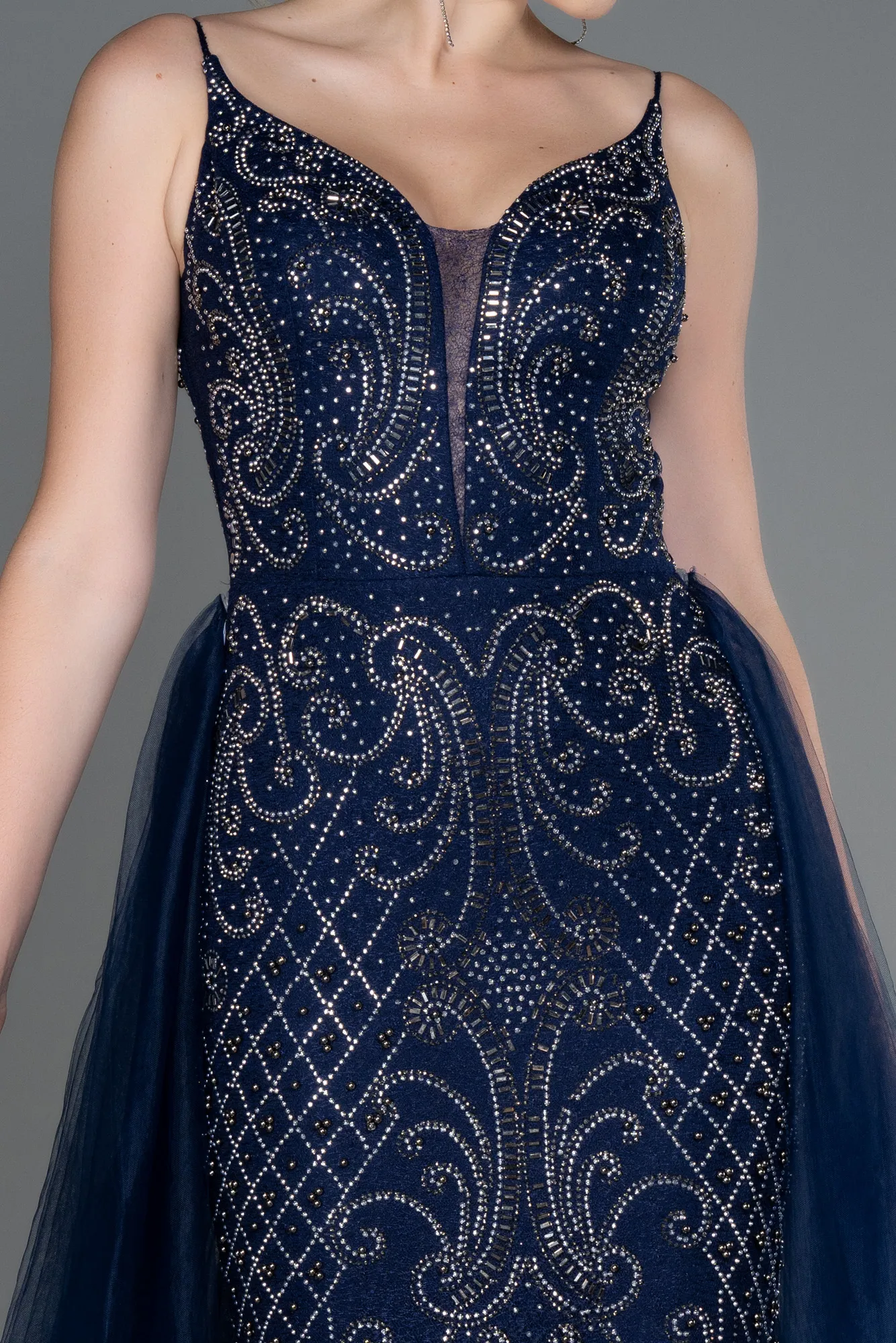 Navy Blue-Long Stony Haute Couture ABU3251