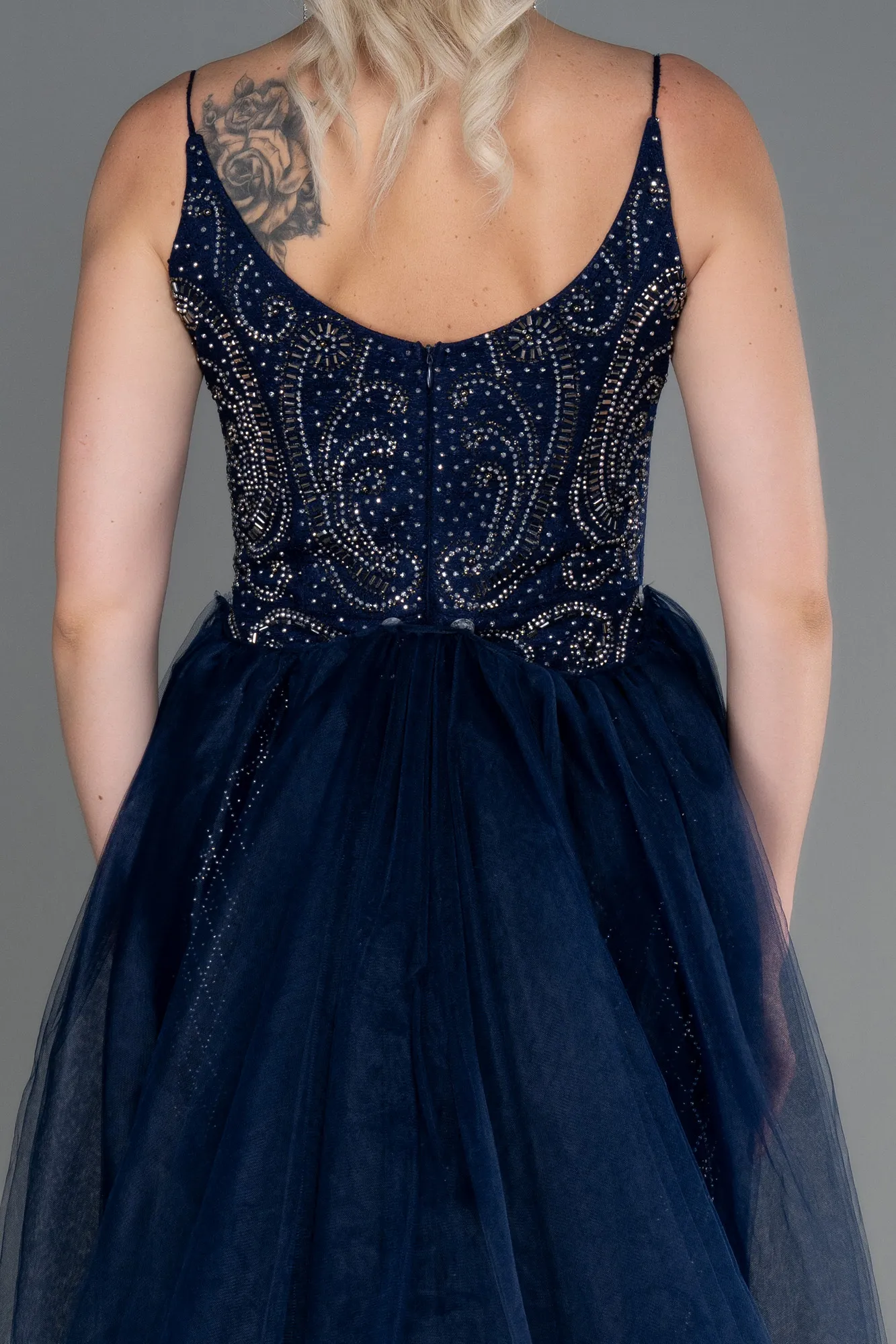 Navy Blue-Long Stony Haute Couture ABU3251