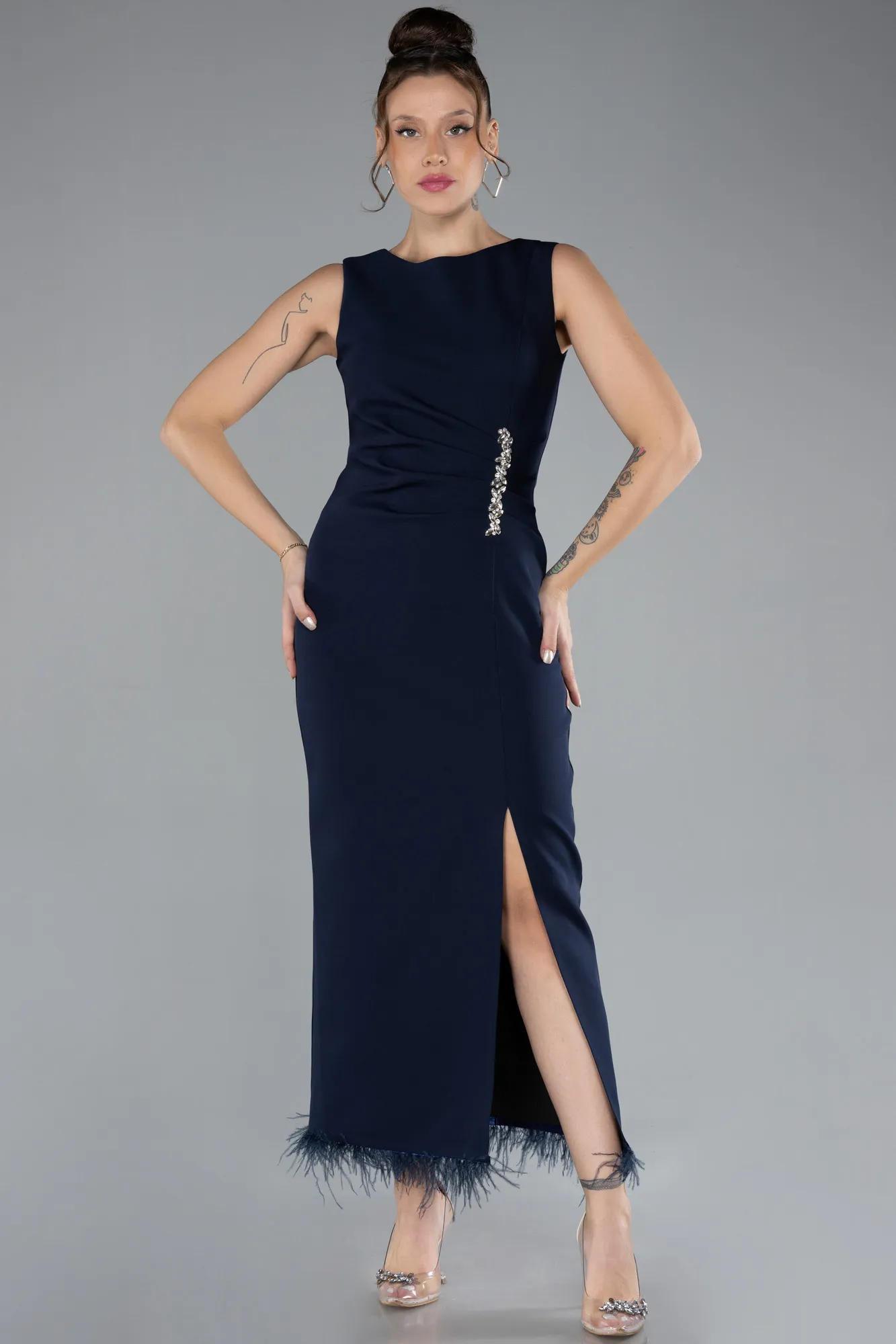 Navy Blue-Midi Cocktail Dress ABK2169