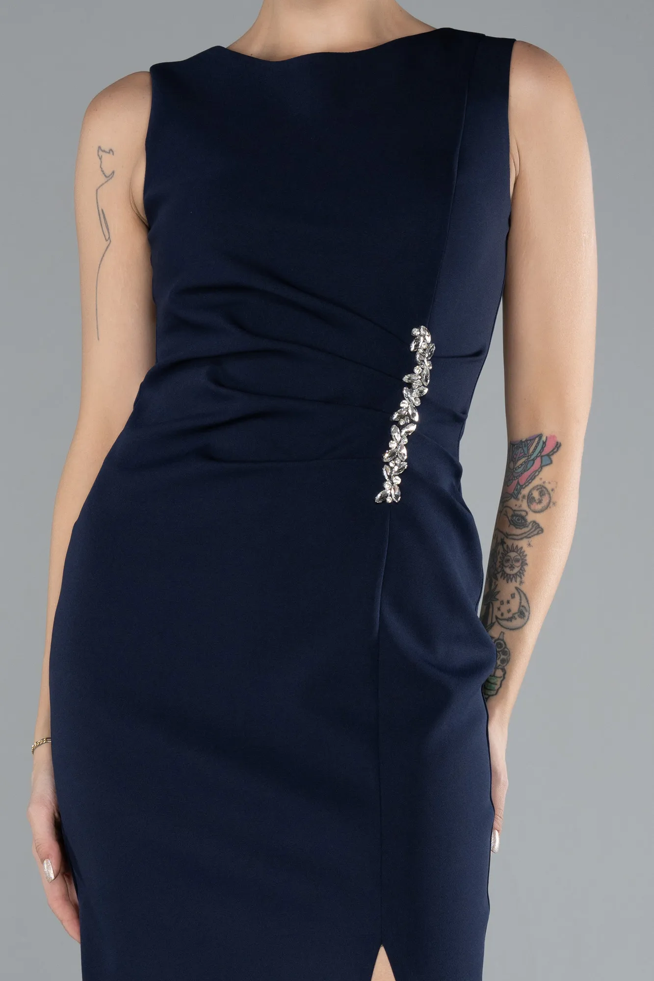 Navy Blue-Midi Cocktail Dress ABK2169