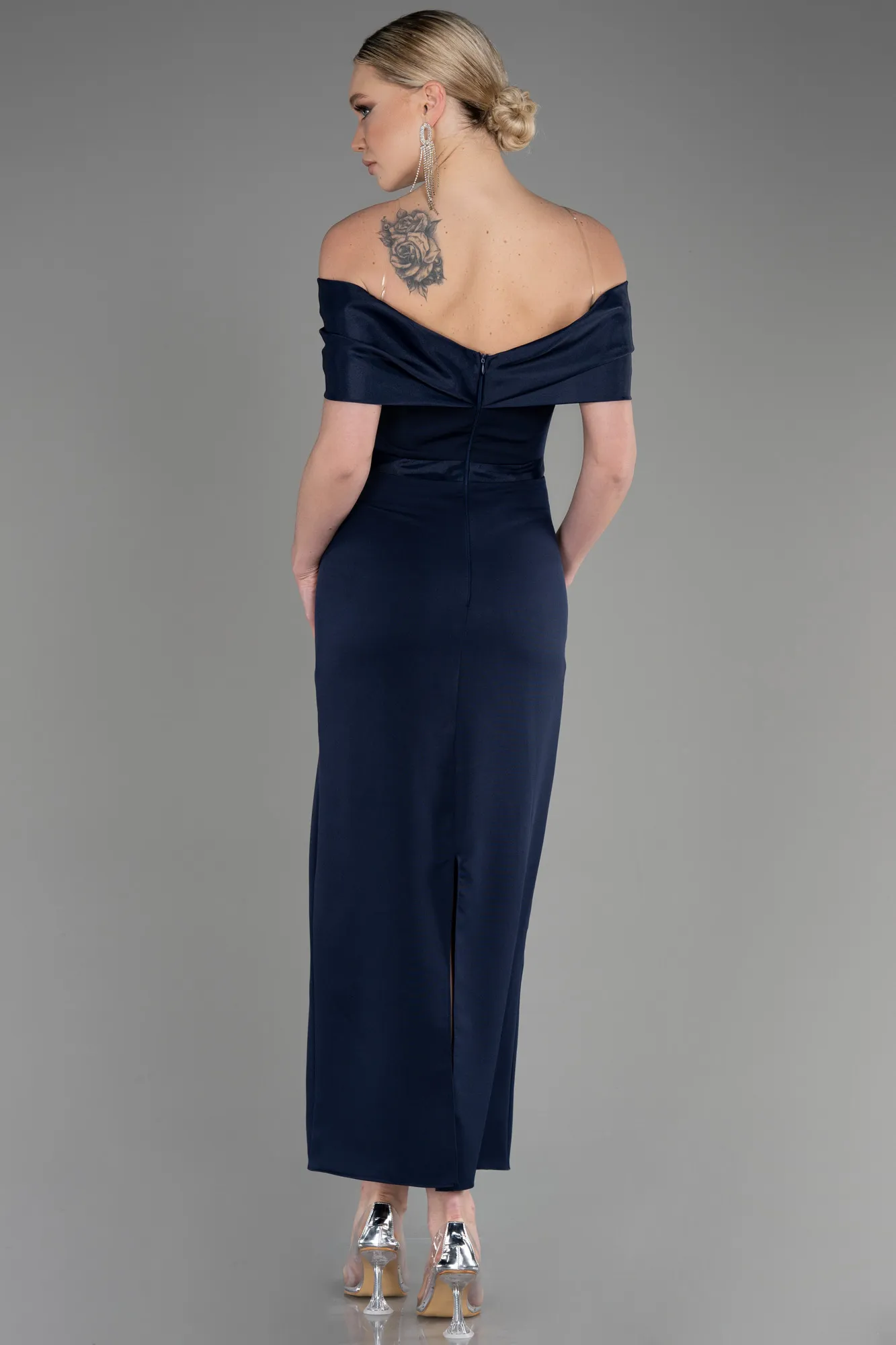 Navy Blue-Midi Evening Dress ABK2014