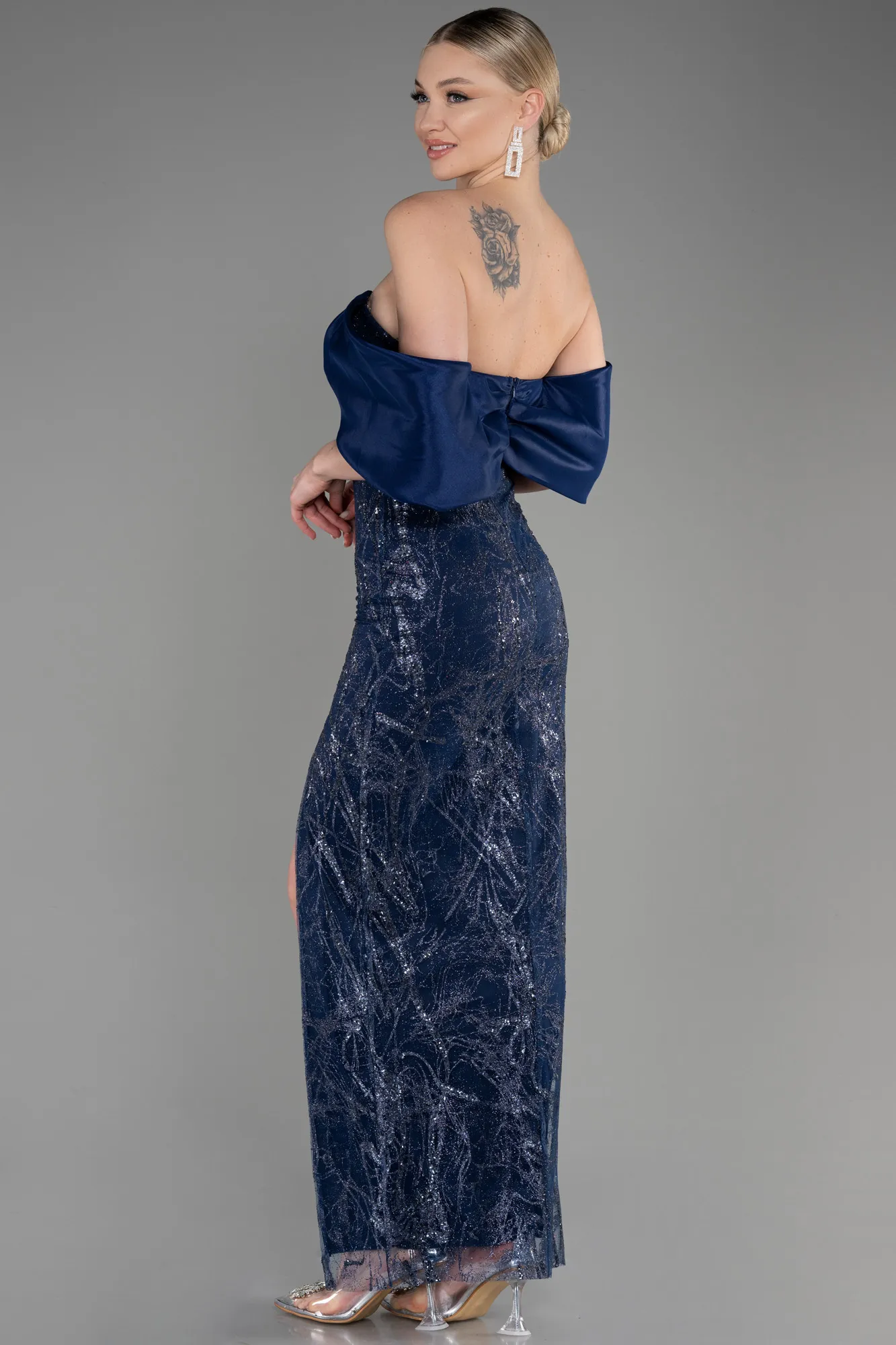 Navy Blue-Midi Evening Dress ABK2064