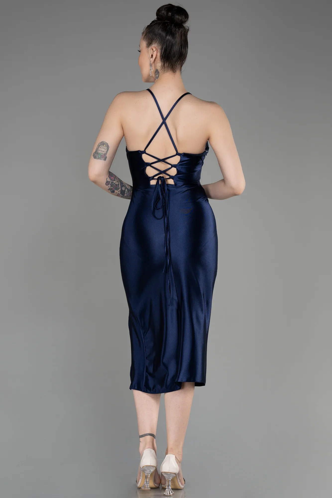 Navy Blue-Midi Party Dress ABK2019