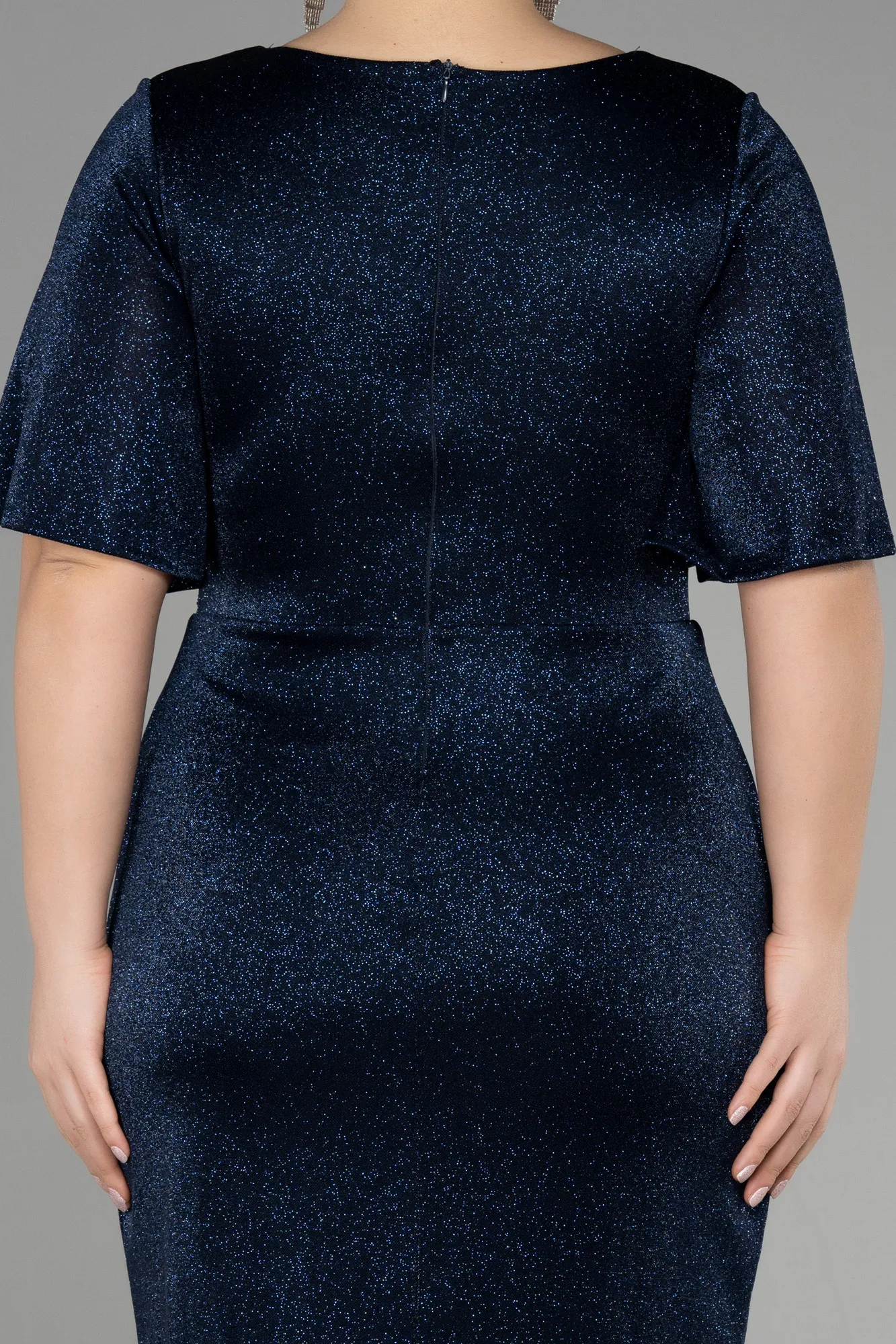 Navy Blue-Midi Plus Size Cocktail Dress ABK1942