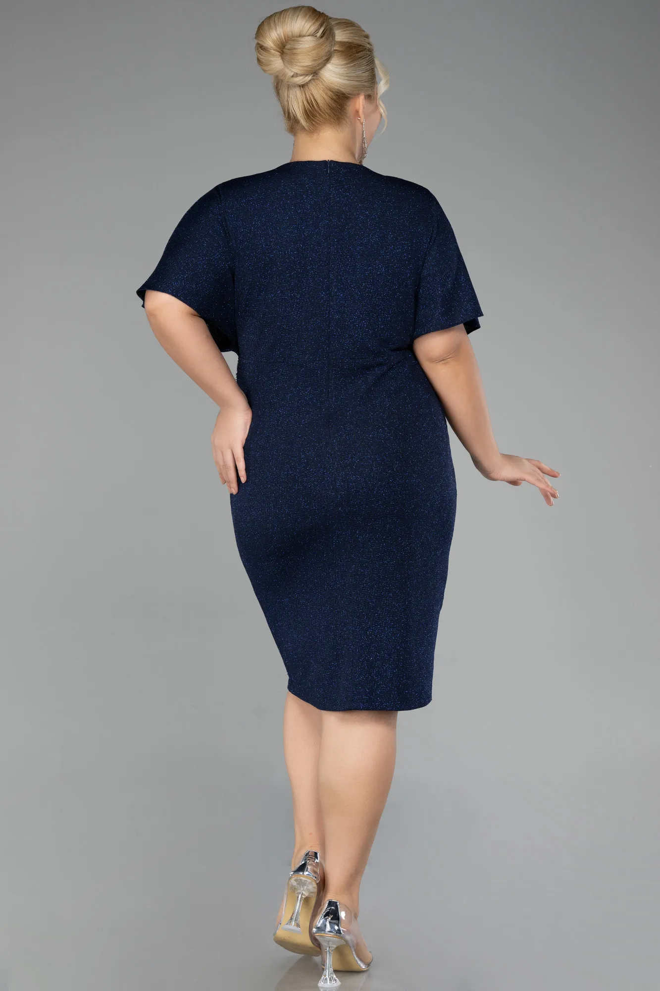 Navy Blue-Midi Plus Size Cocktail Dress ABK2145