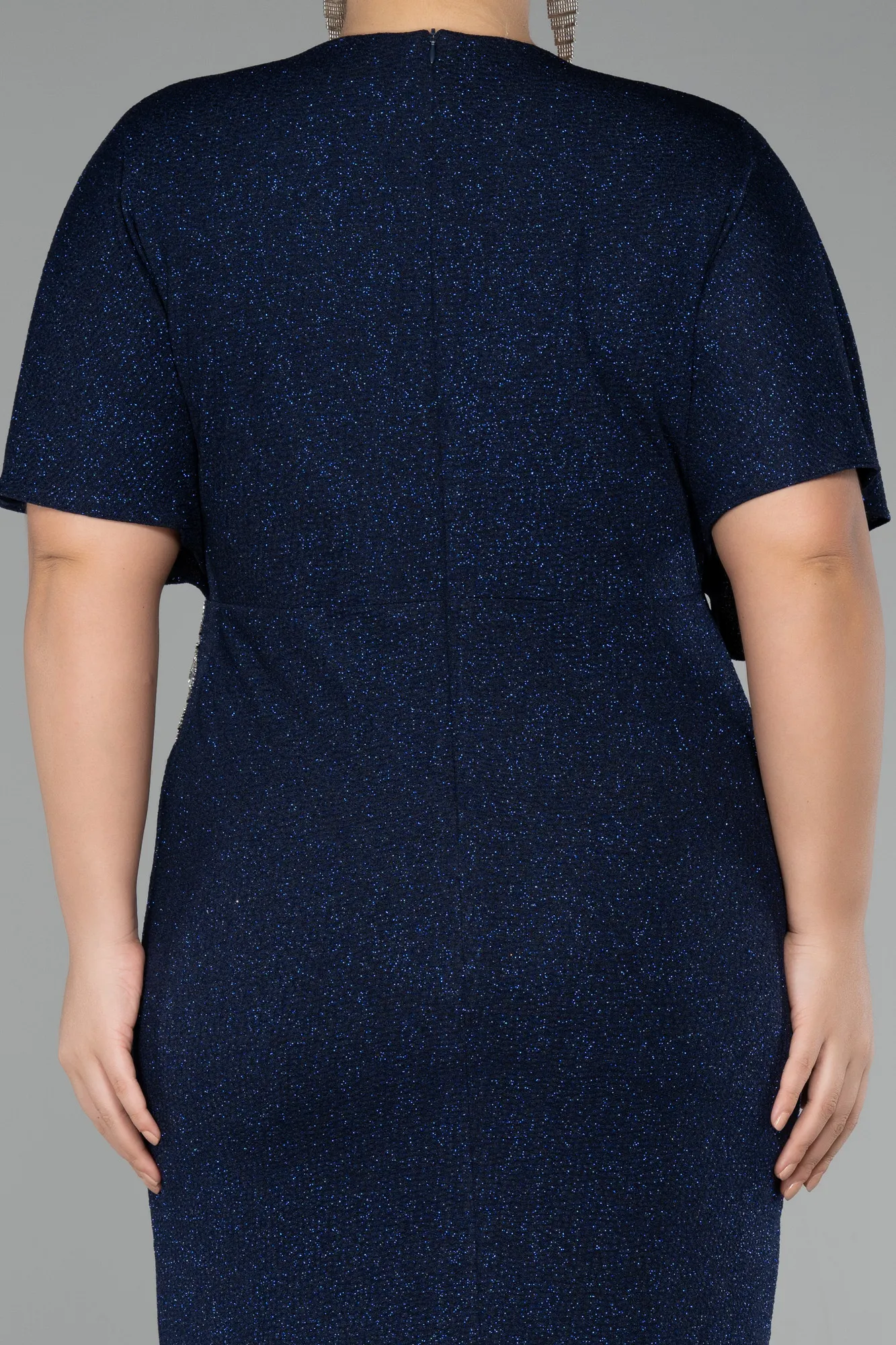 Navy Blue-Midi Plus Size Cocktail Dress ABK2145