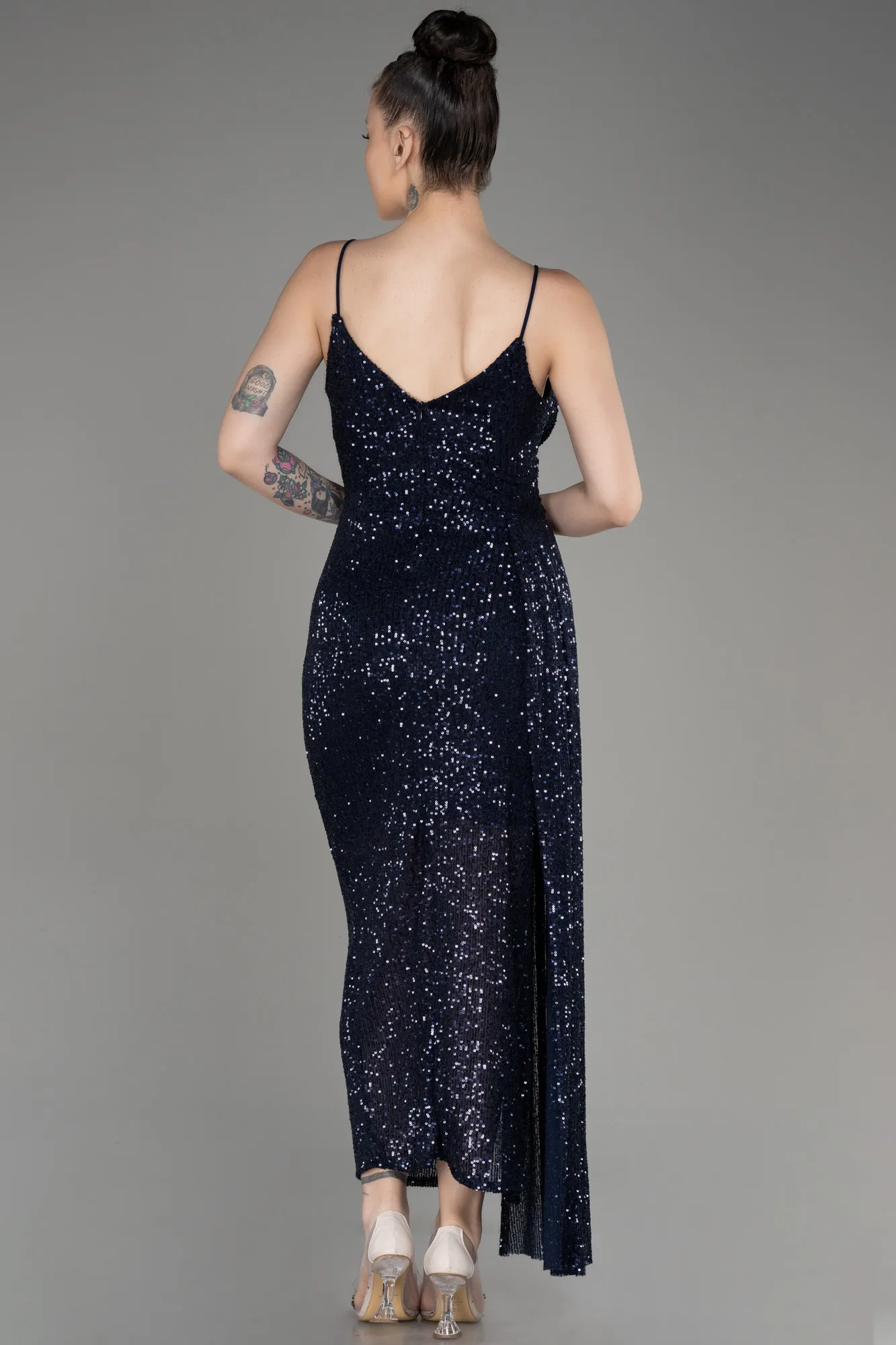 Navy Blue-Midi Scaly Cocktail Dress ABK2071