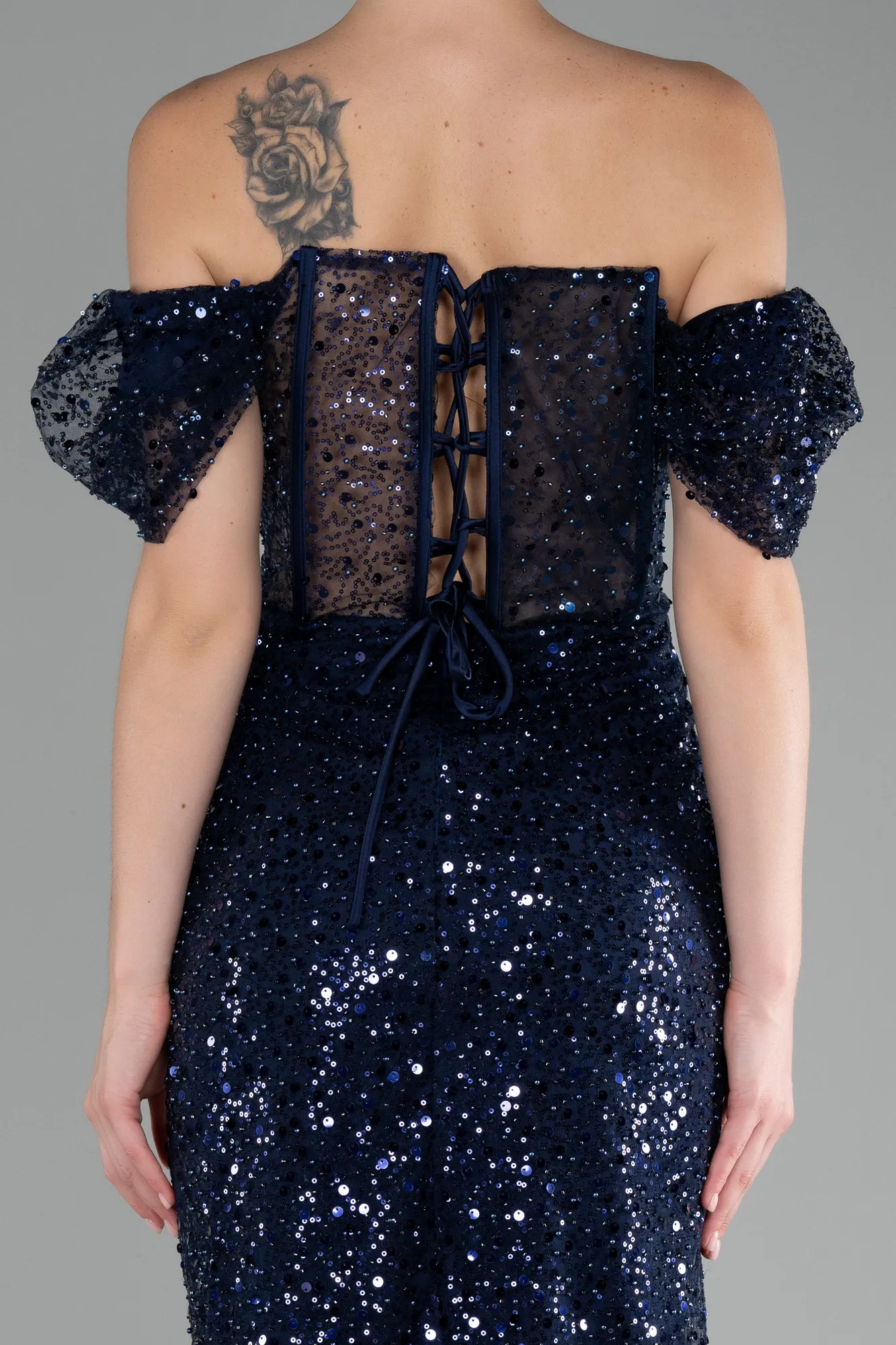 Navy Blue-Midi Scaly Cocktail Dress ABK2130