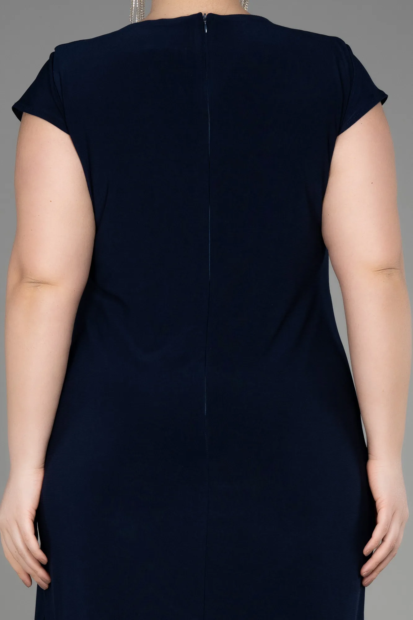 Navy Blue-Midi Scaly Plus Size Cocktail Dress ABK2029