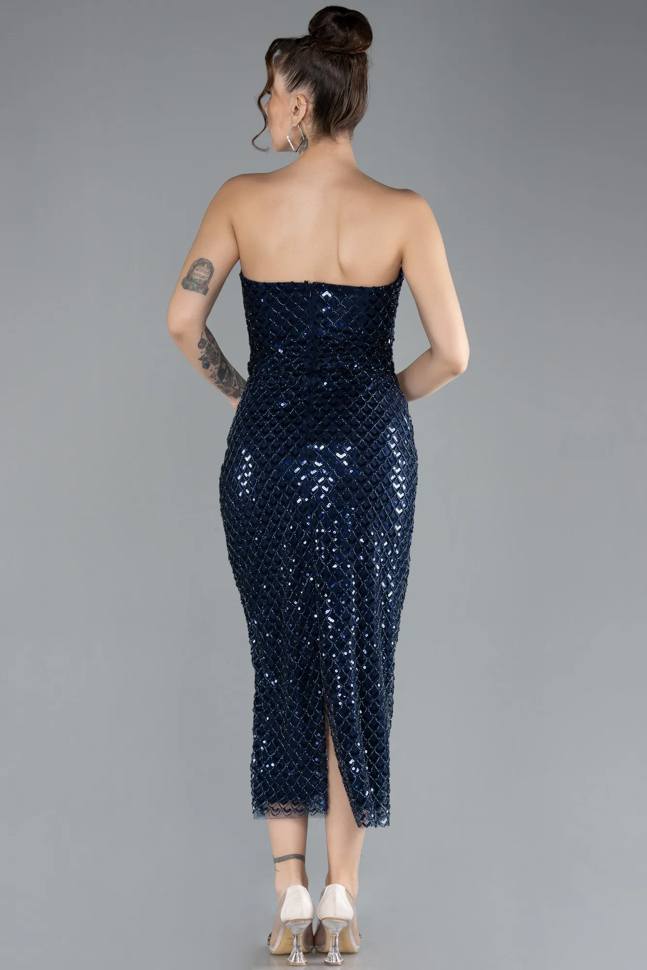 Navy Blue-Midi Stony Cocktail Dress ABK2176