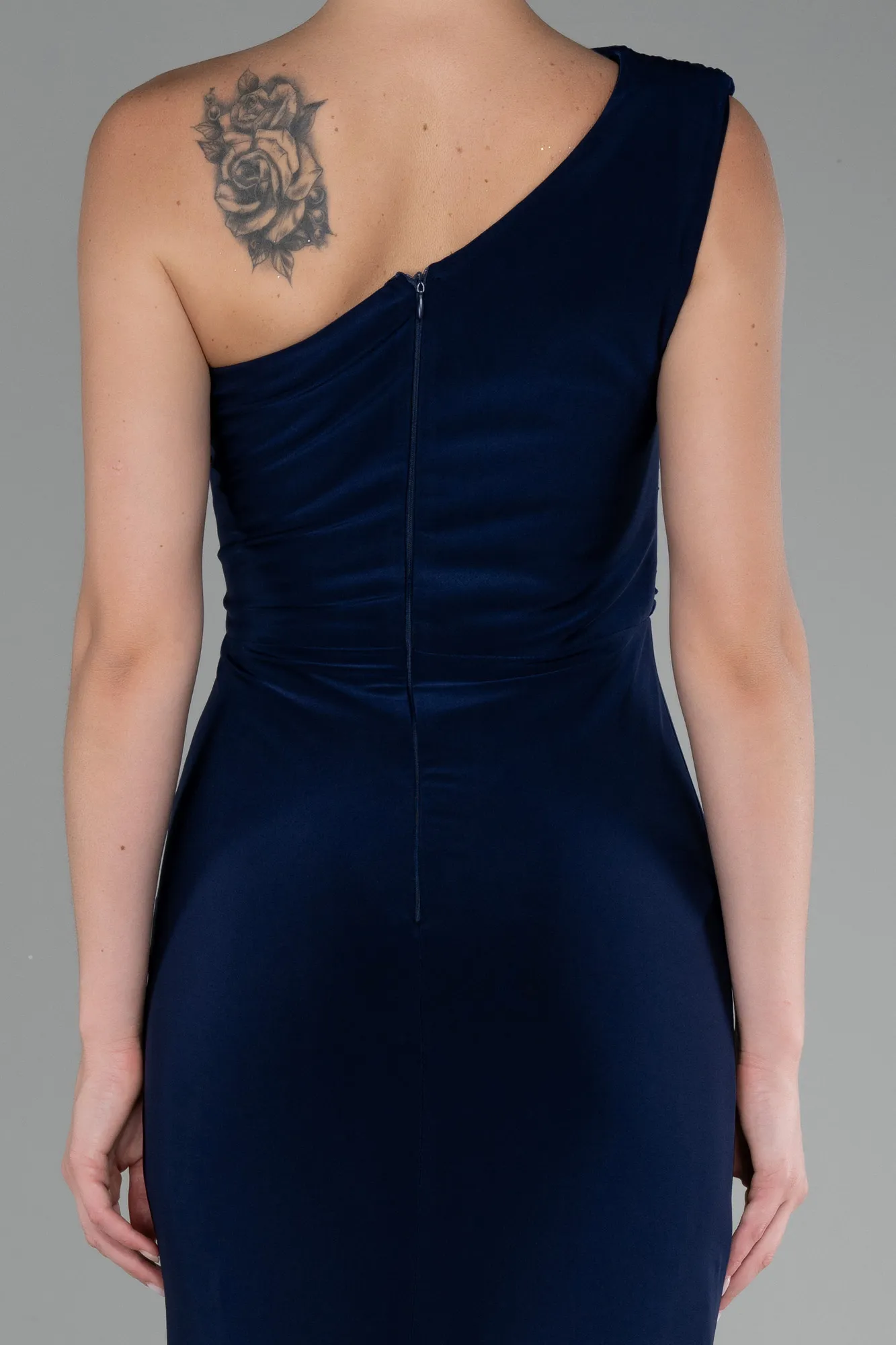 Navy Blue-One Shoulder Slit Long Evening Dress ABU4116