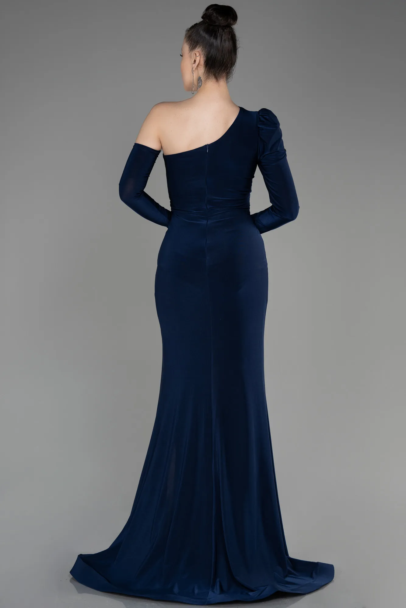 Navy Blue-One Sleeve Long Evening Dress ABU3851