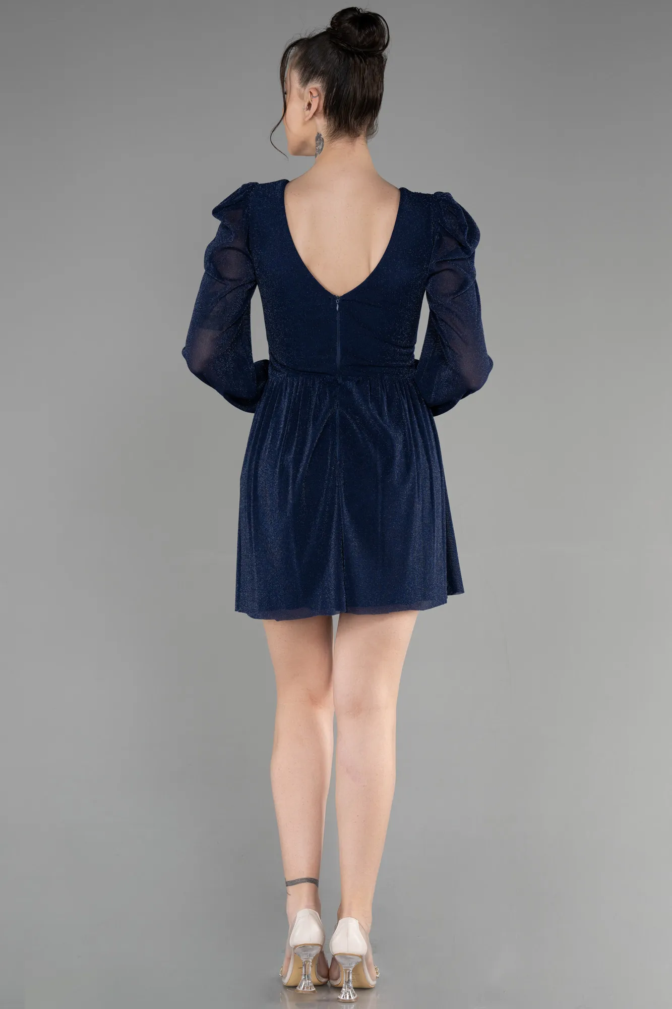 Navy Blue-Short Invitation Dress ABK1839