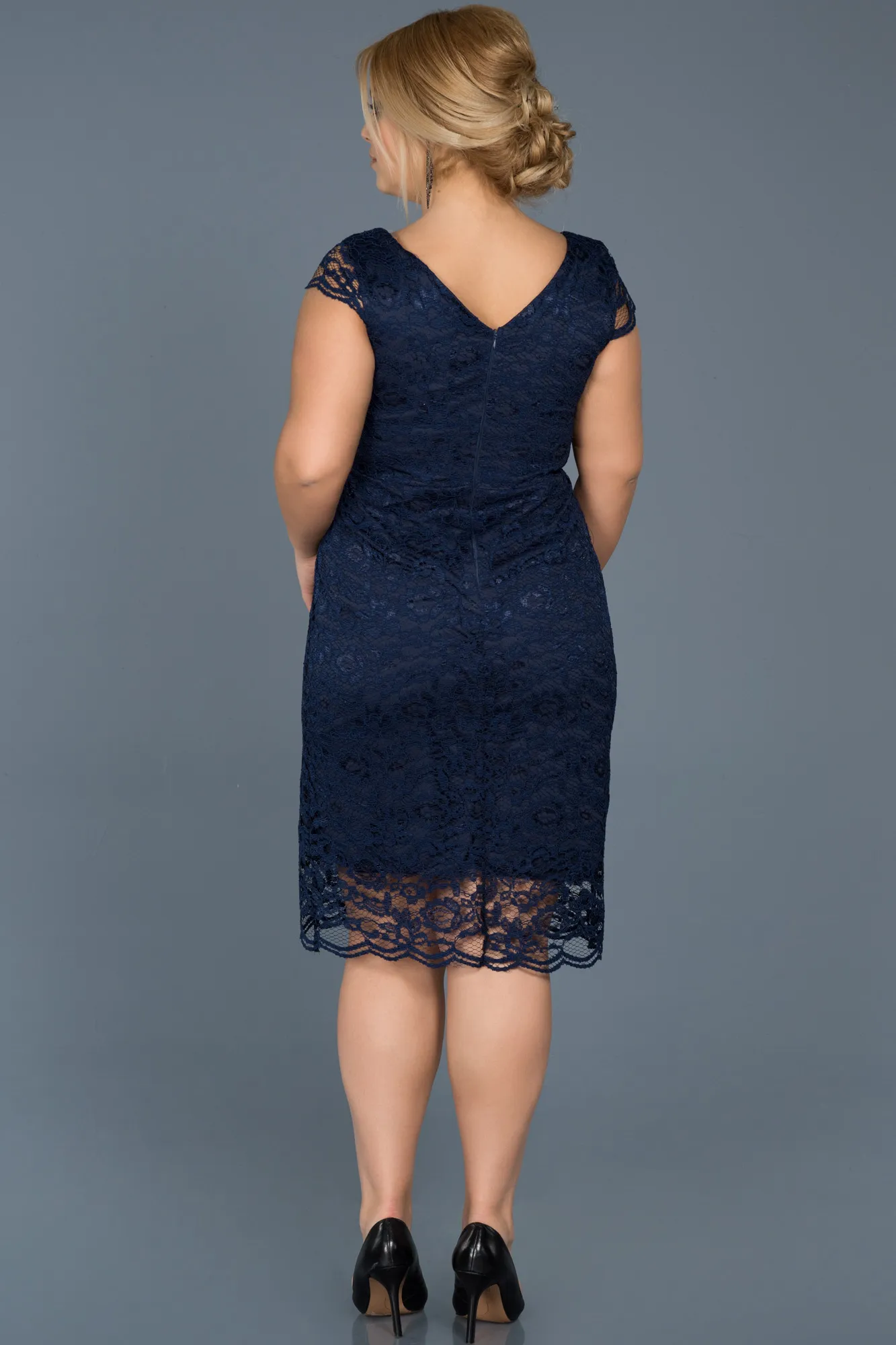 Navy Blue-Short Oversized Evening Dress ABK010