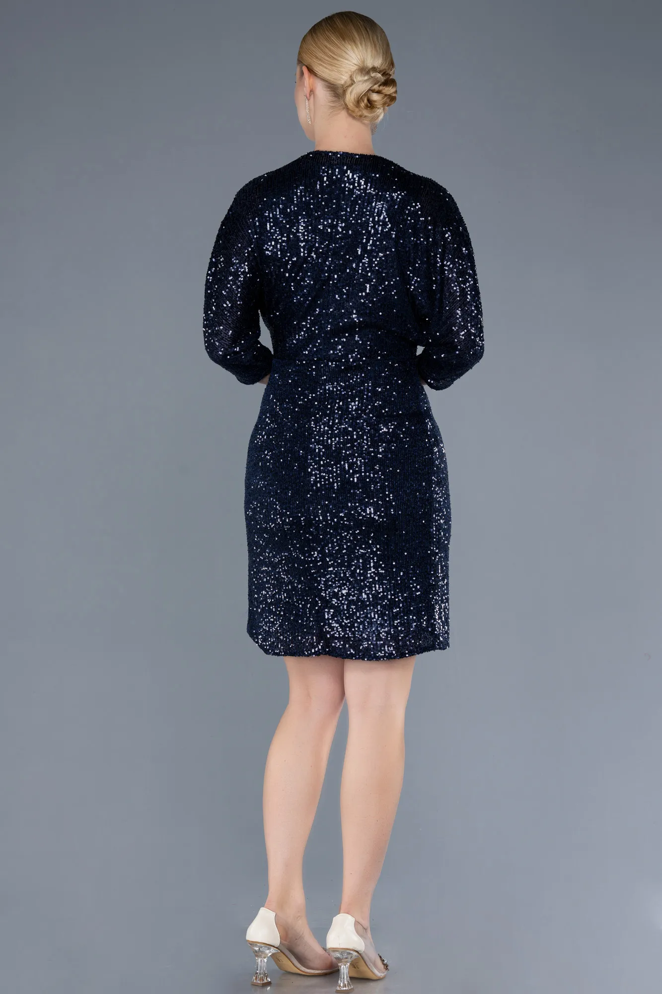 Navy Blue-Short Scaly Invitation Dress ABK1912