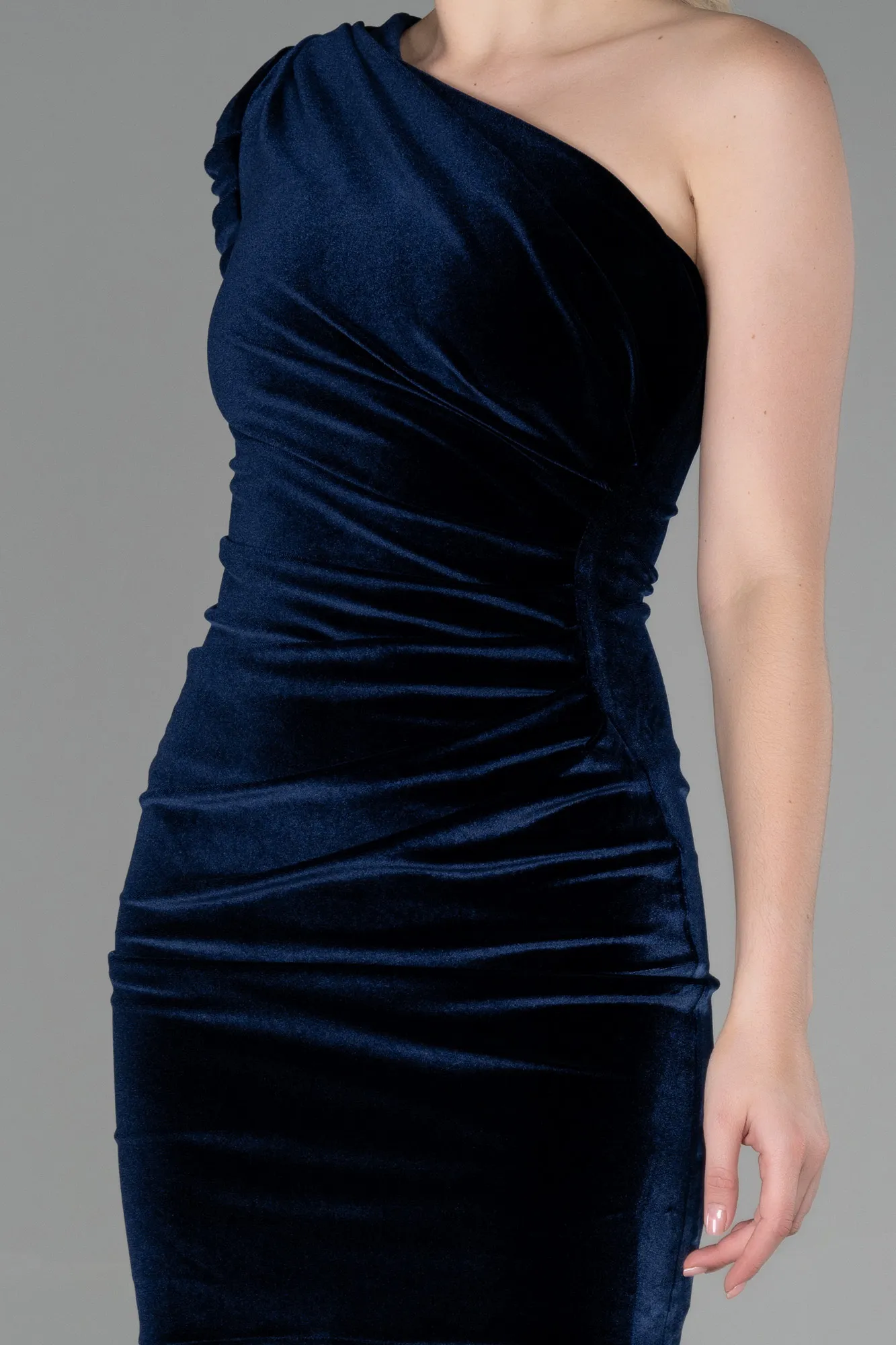 Navy Blue-Short Velvet Invitation Dress ABK1860